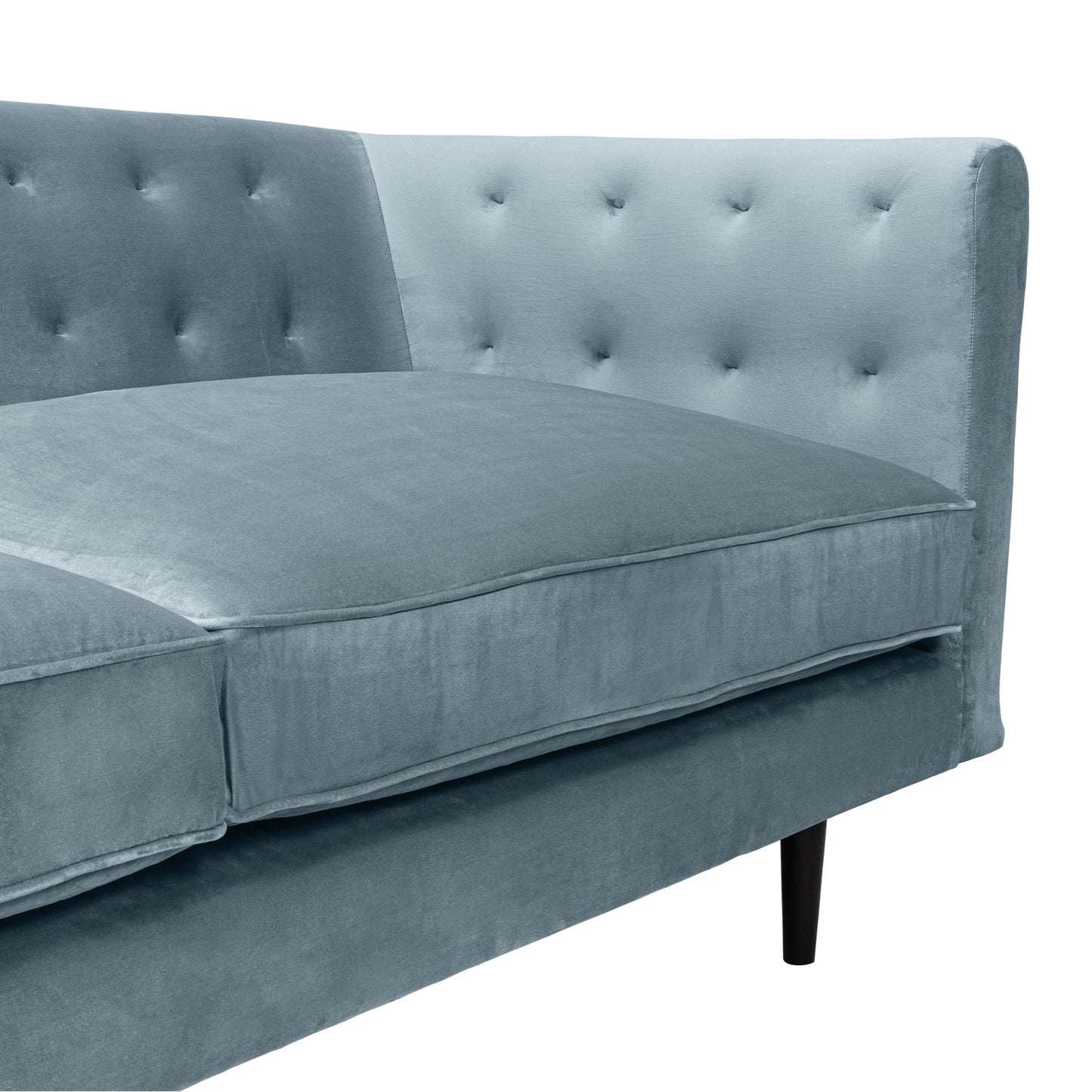 Annabelle 80" Bluestone Velvet Sofa with Black Wood Legs