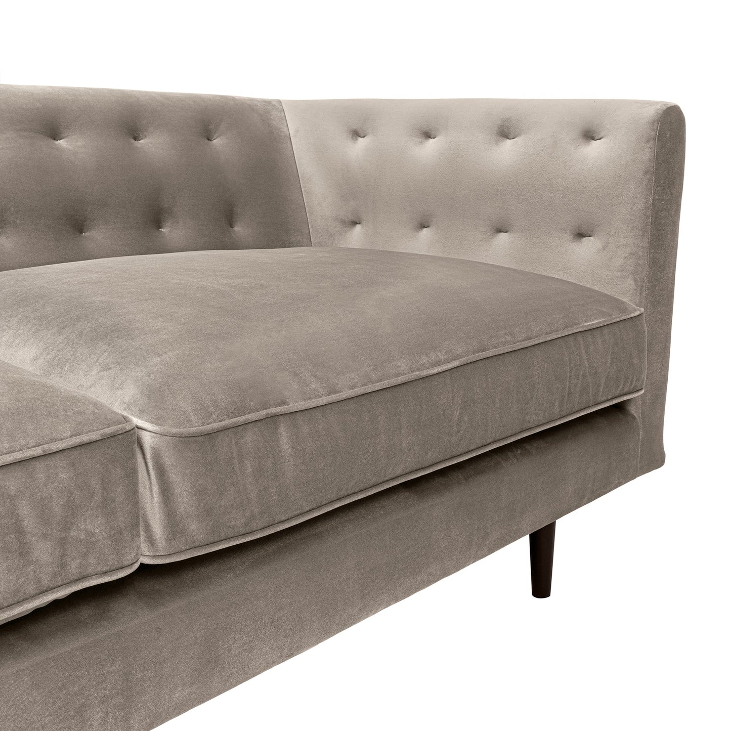 Annabelle 80" Fossil Gray Velvet Sofa with Black Wood Legs
