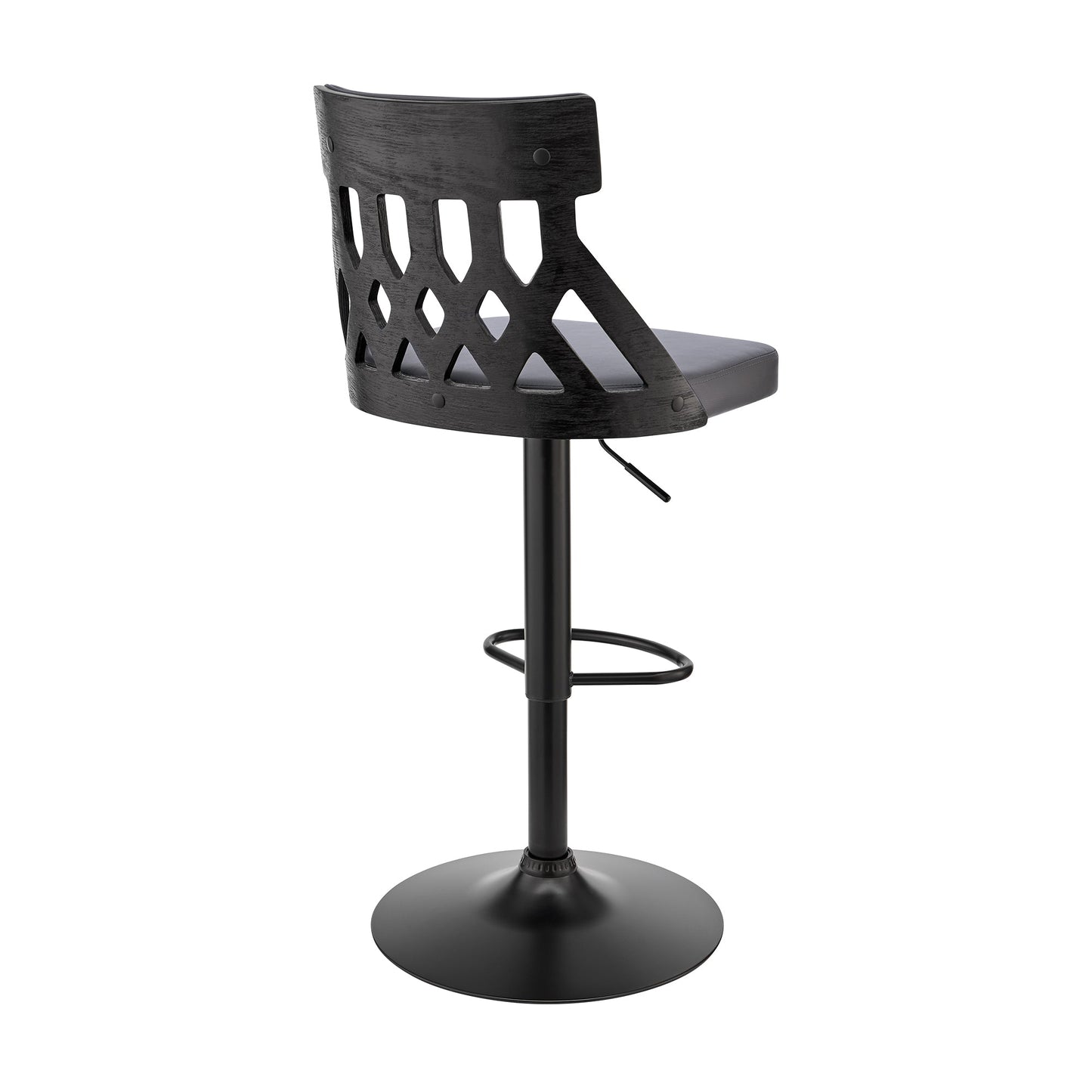 Angelo Adjustable Swivel Faux Leather & Wood Bar Stool with Chrome and Black Base