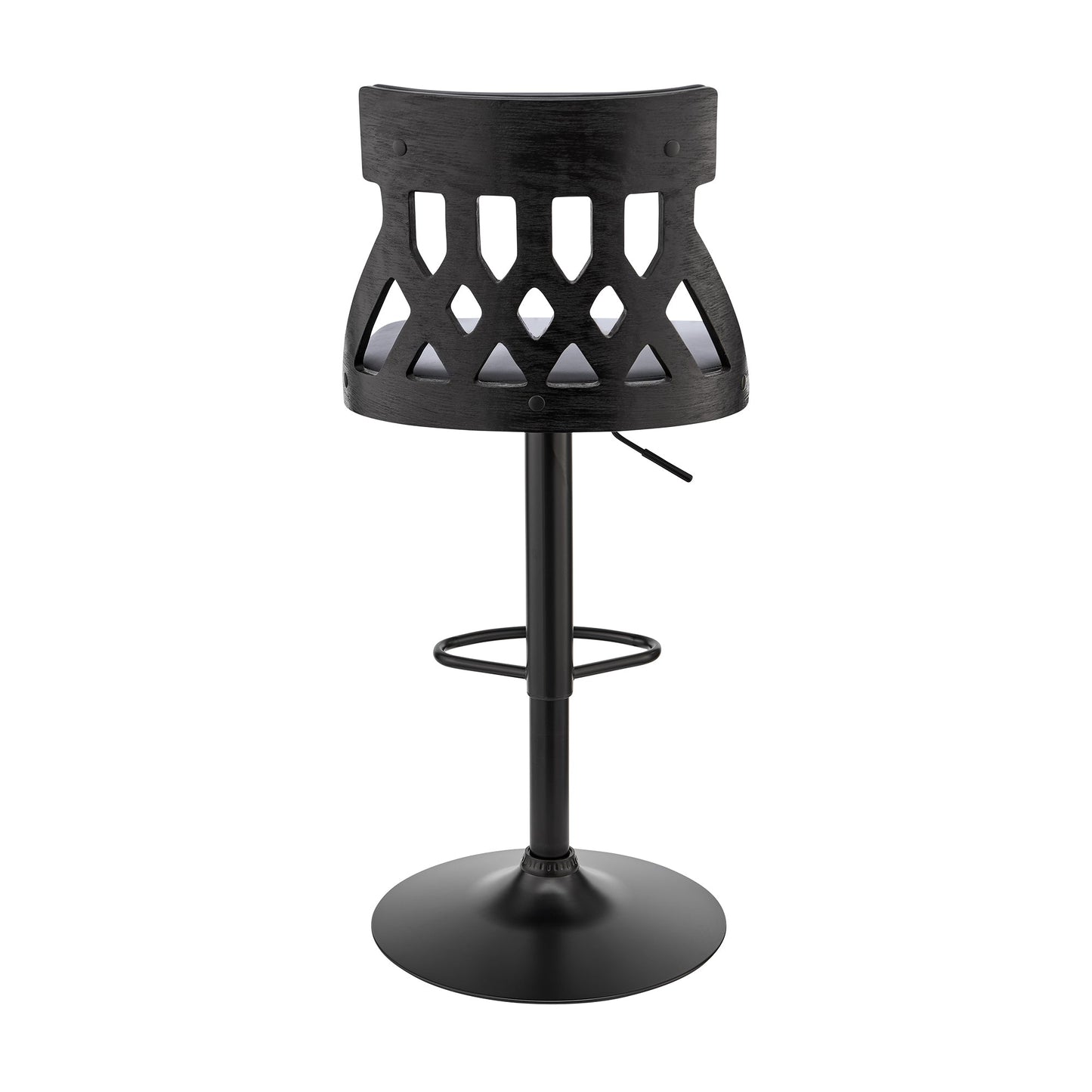 Angelo Adjustable Swivel Faux Leather & Wood Bar Stool with Chrome and Black Base