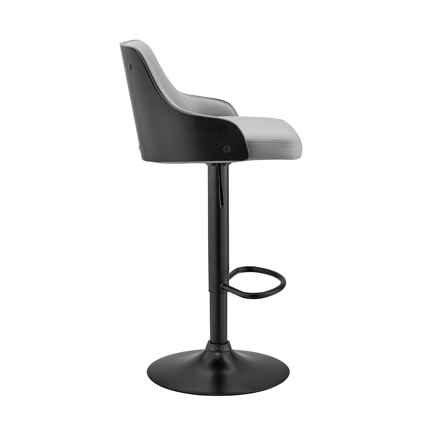 Asher Adjustable Faux Leather and Chrome Finish Bar Stool