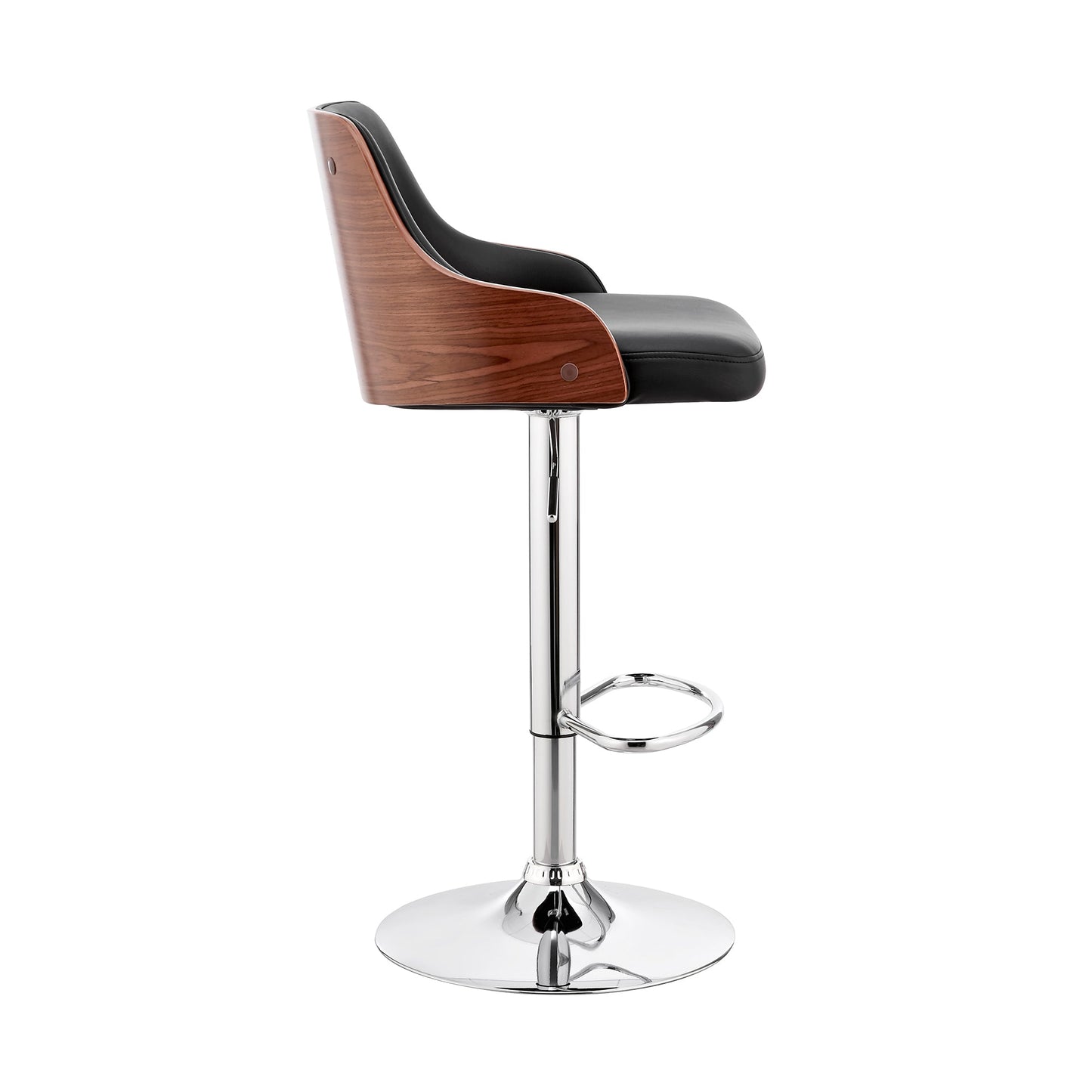Asher Adjustable Faux Leather and Chrome Finish Bar Stool