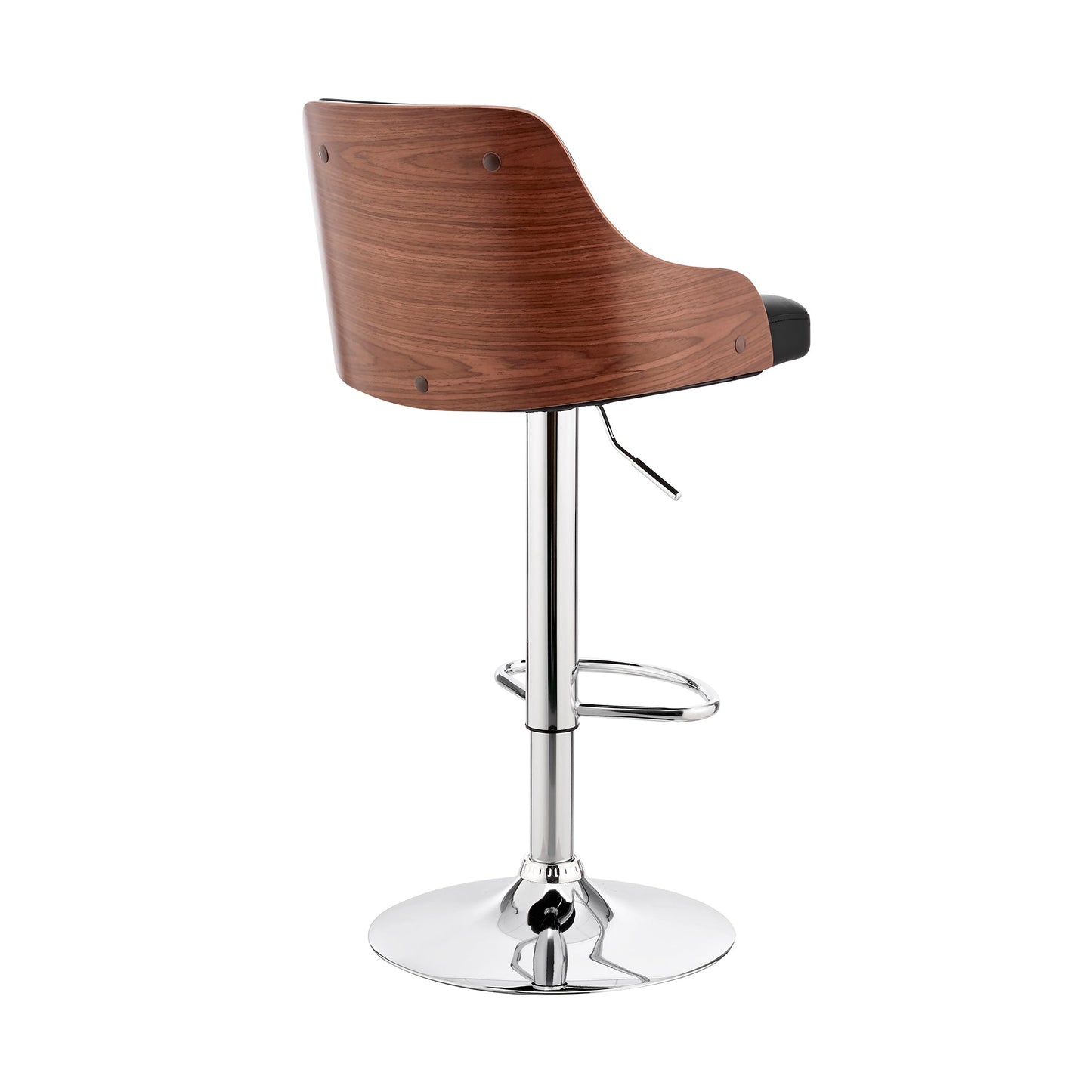 Asher Adjustable Faux Leather and Chrome Finish Bar Stool