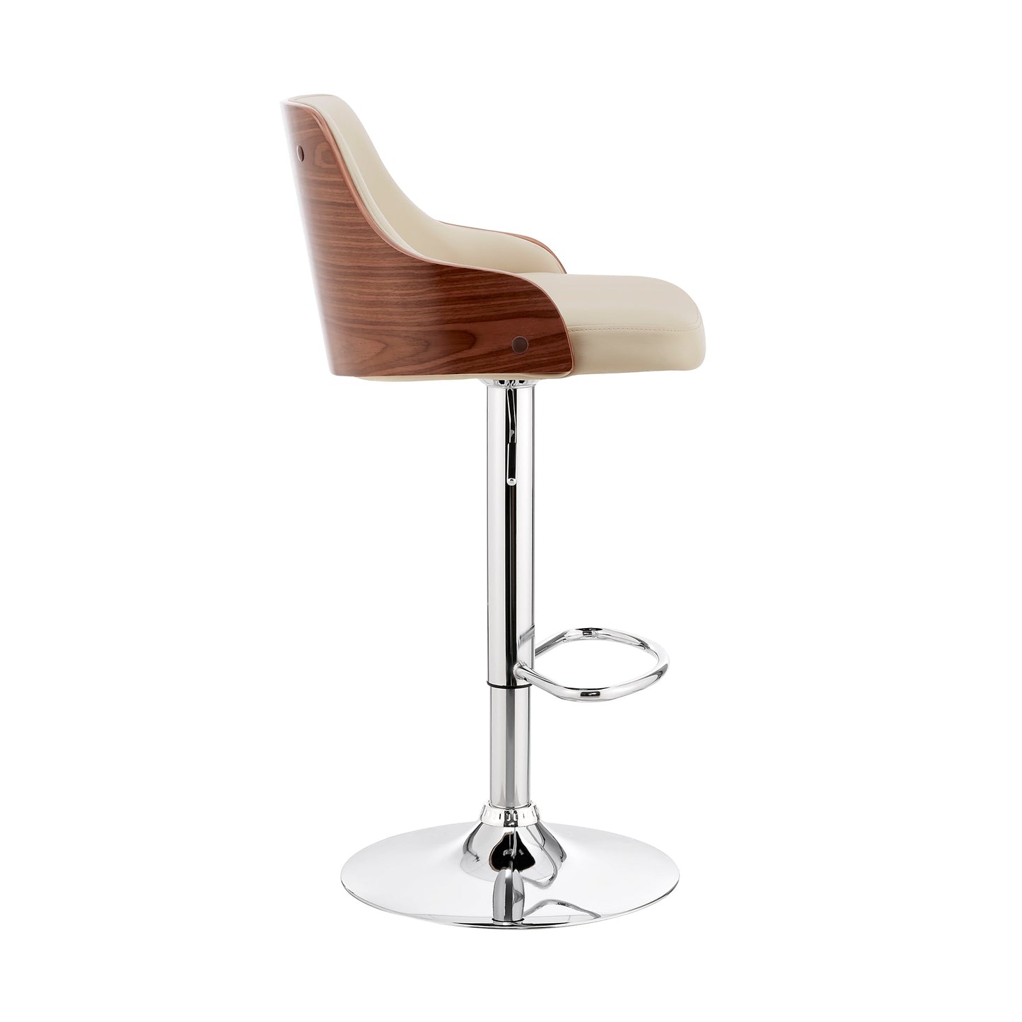 Asher Adjustable Faux Leather and Chrome Finish Bar Stool