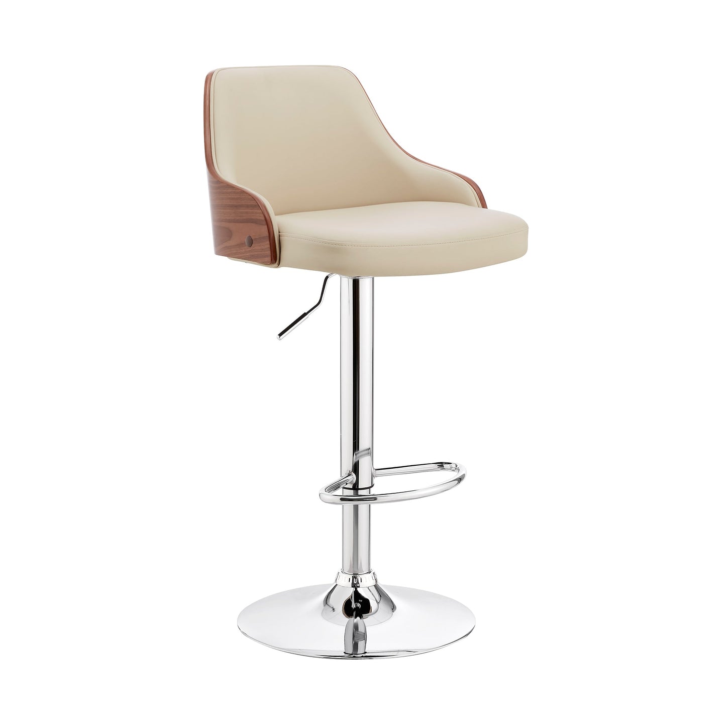 Asher Adjustable Faux Leather and Chrome Finish Bar Stool