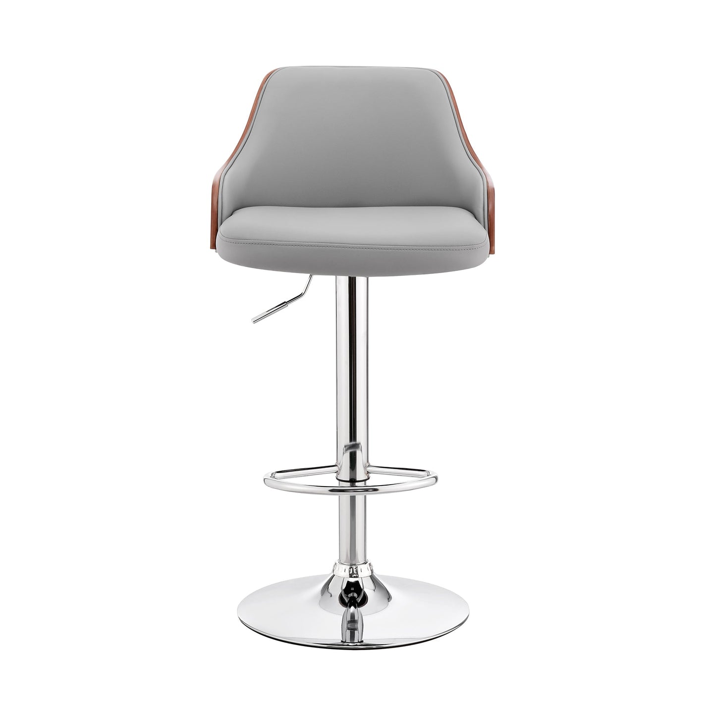 Asher Adjustable Faux Leather and Chrome Finish Bar Stool