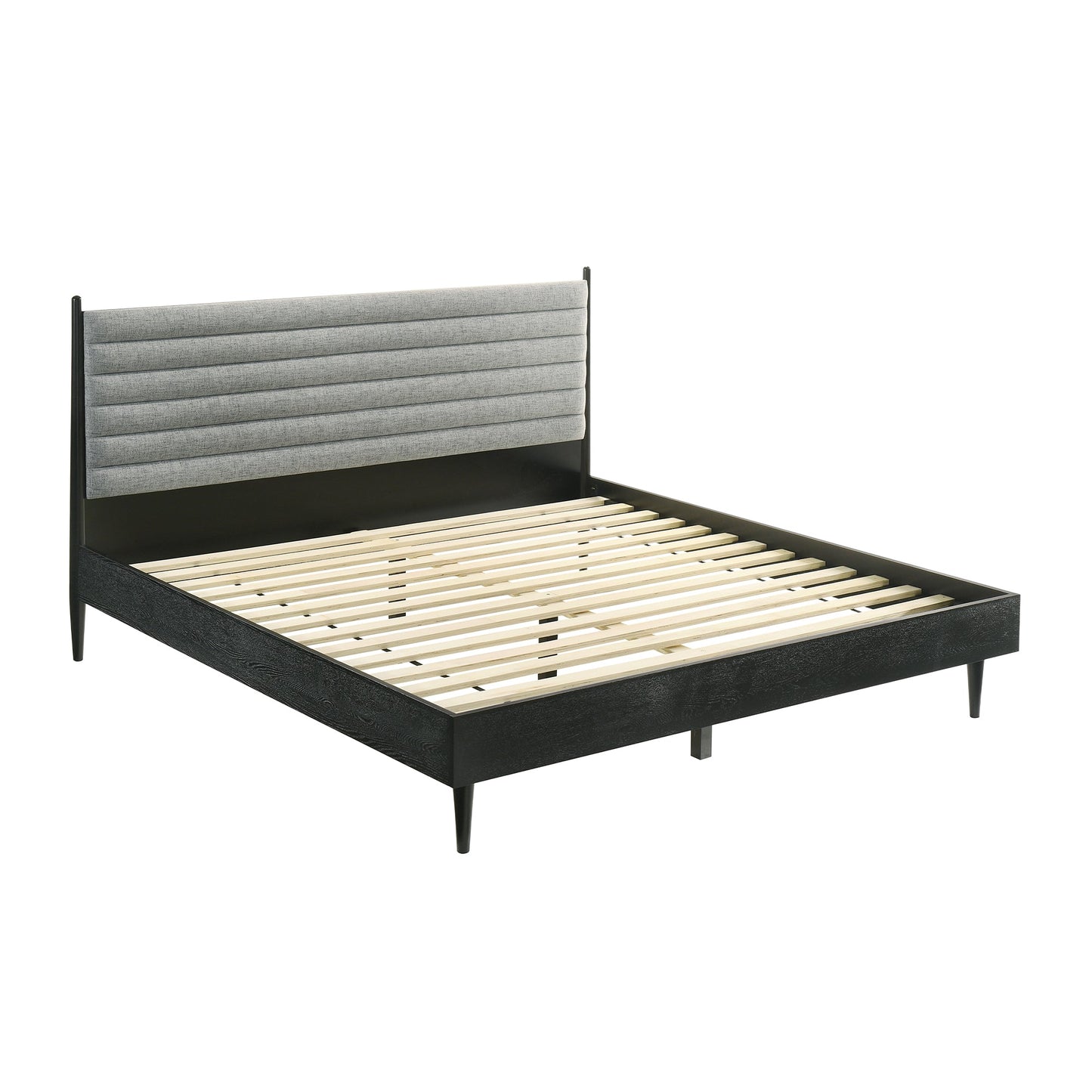 Artemio Platform Wood Bed Frame in Black and Walnut Finish - King and Queen Sizes