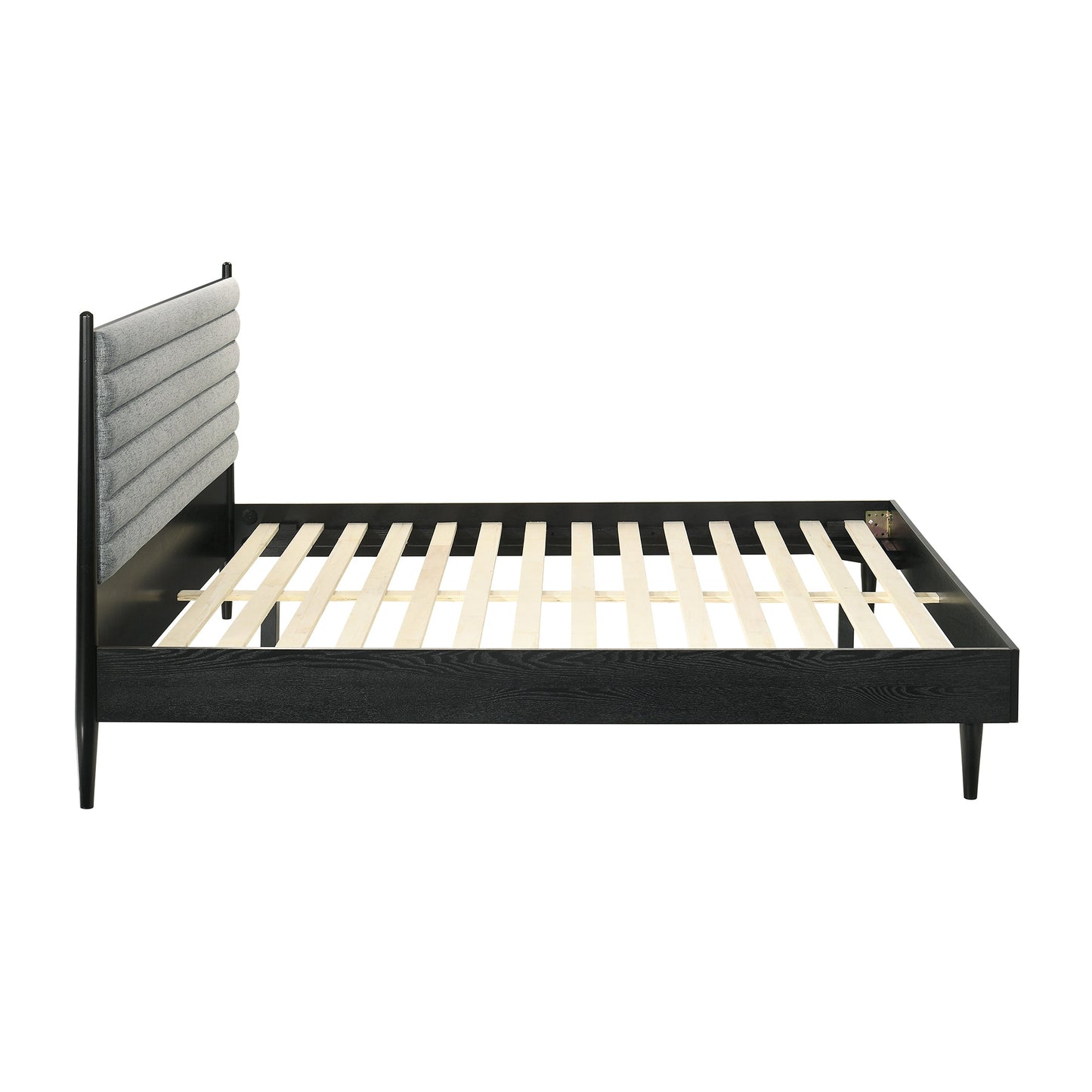 Artemio Platform Wood Bed Frame in Black and Walnut Finish - King and Queen Sizes