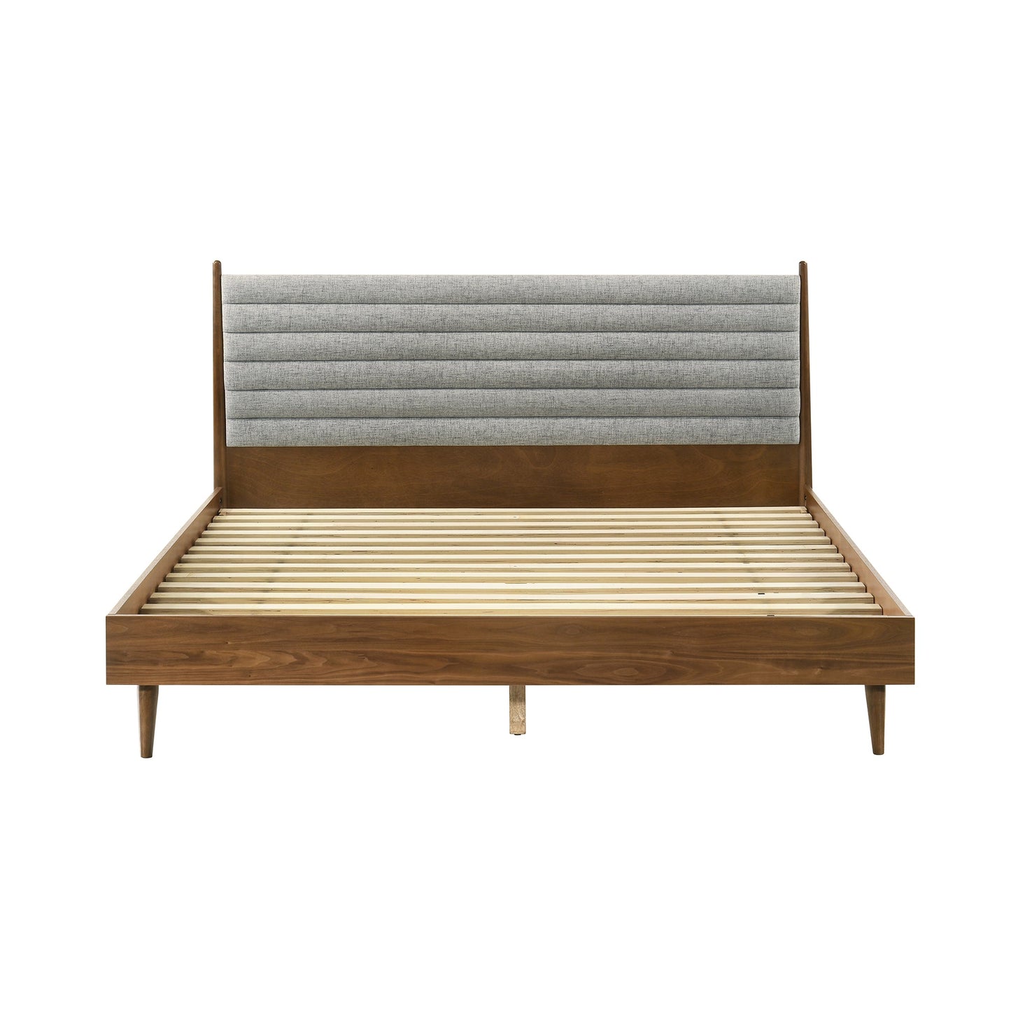 Artemio Platform Wood Bed Frame in Black and Walnut Finish - King and Queen Sizes