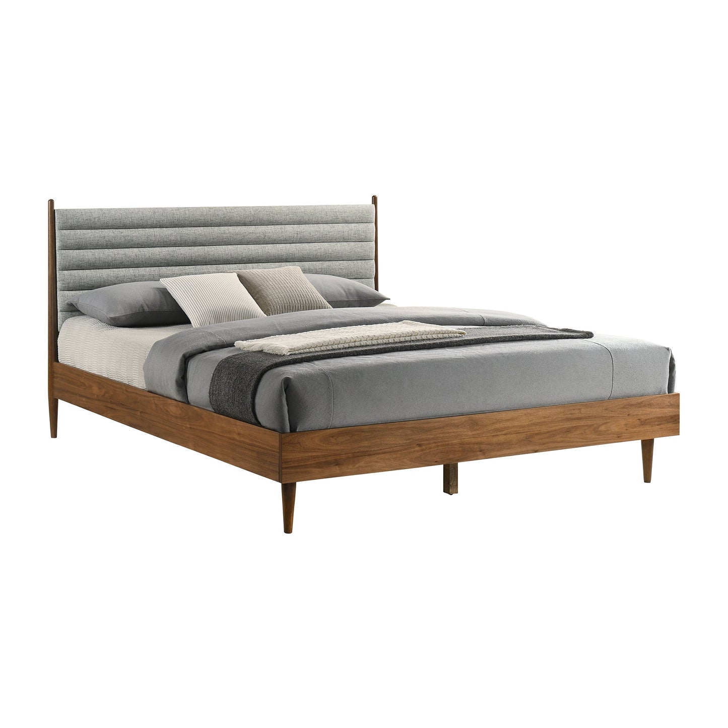 Artemio Platform Wood Bed Frame in Black and Walnut Finish - King and Queen Sizes