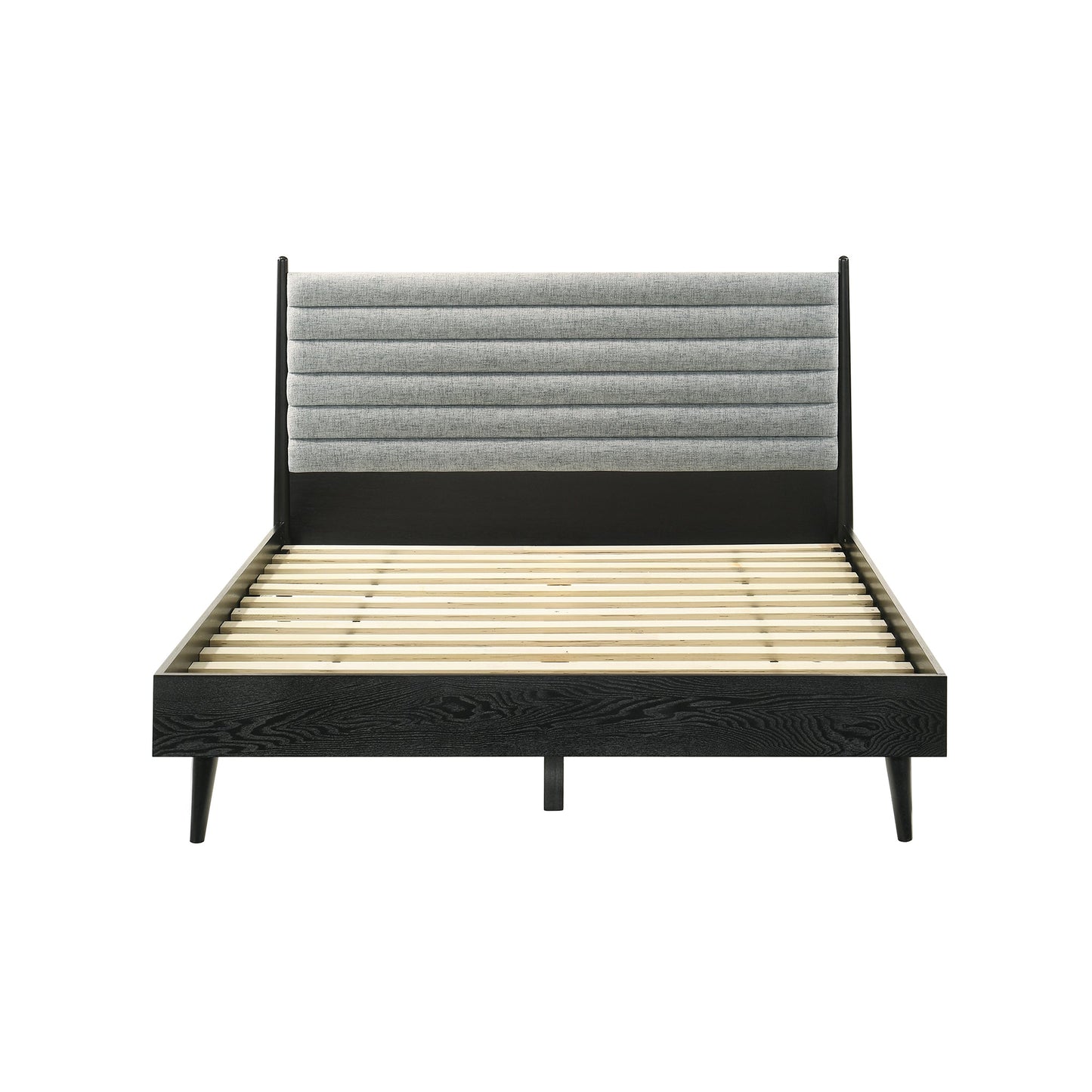 Artemio Platform Wood Bed Frame in Black and Walnut Finish - King and Queen Sizes