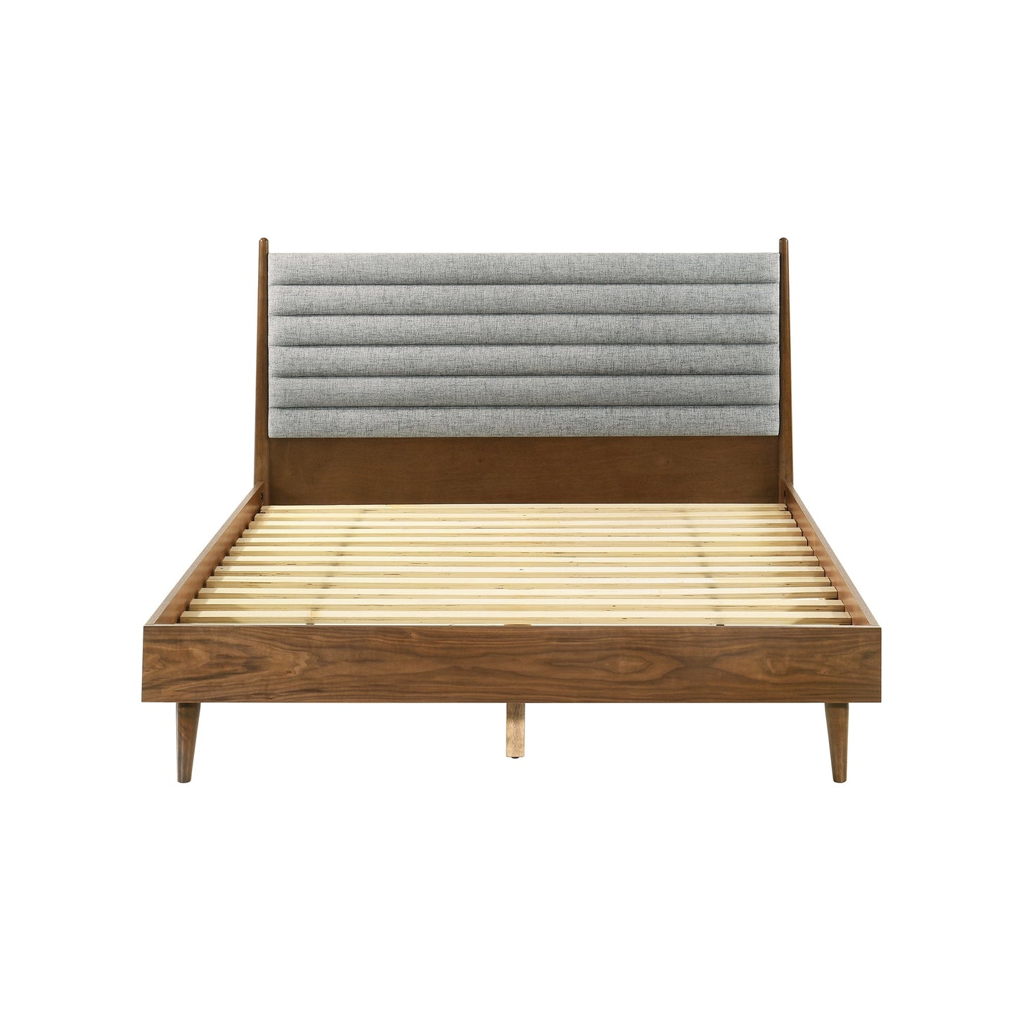 Artemio Platform Wood Bed Frame in Black and Walnut Finish - King and Queen Sizes