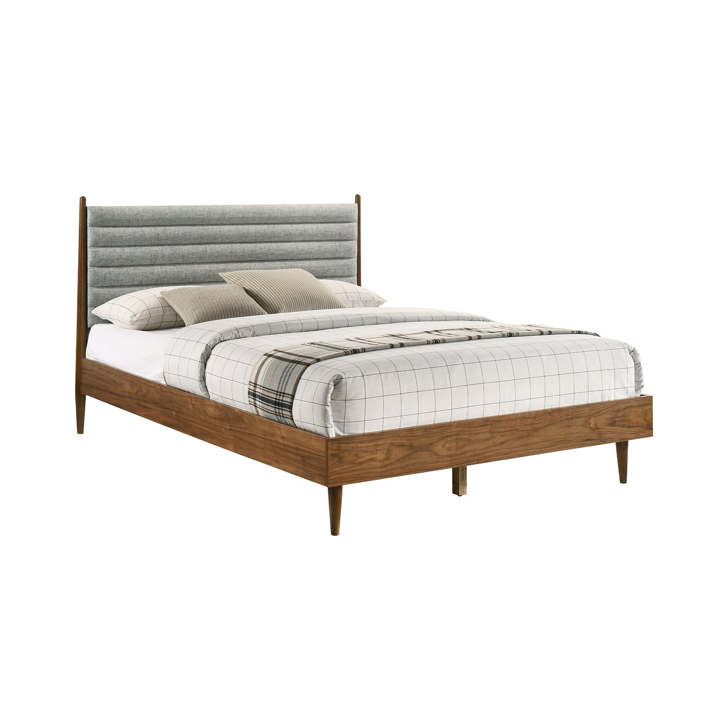 Artemio Platform Wood Bed Frame in Black and Walnut Finish - King and Queen Sizes