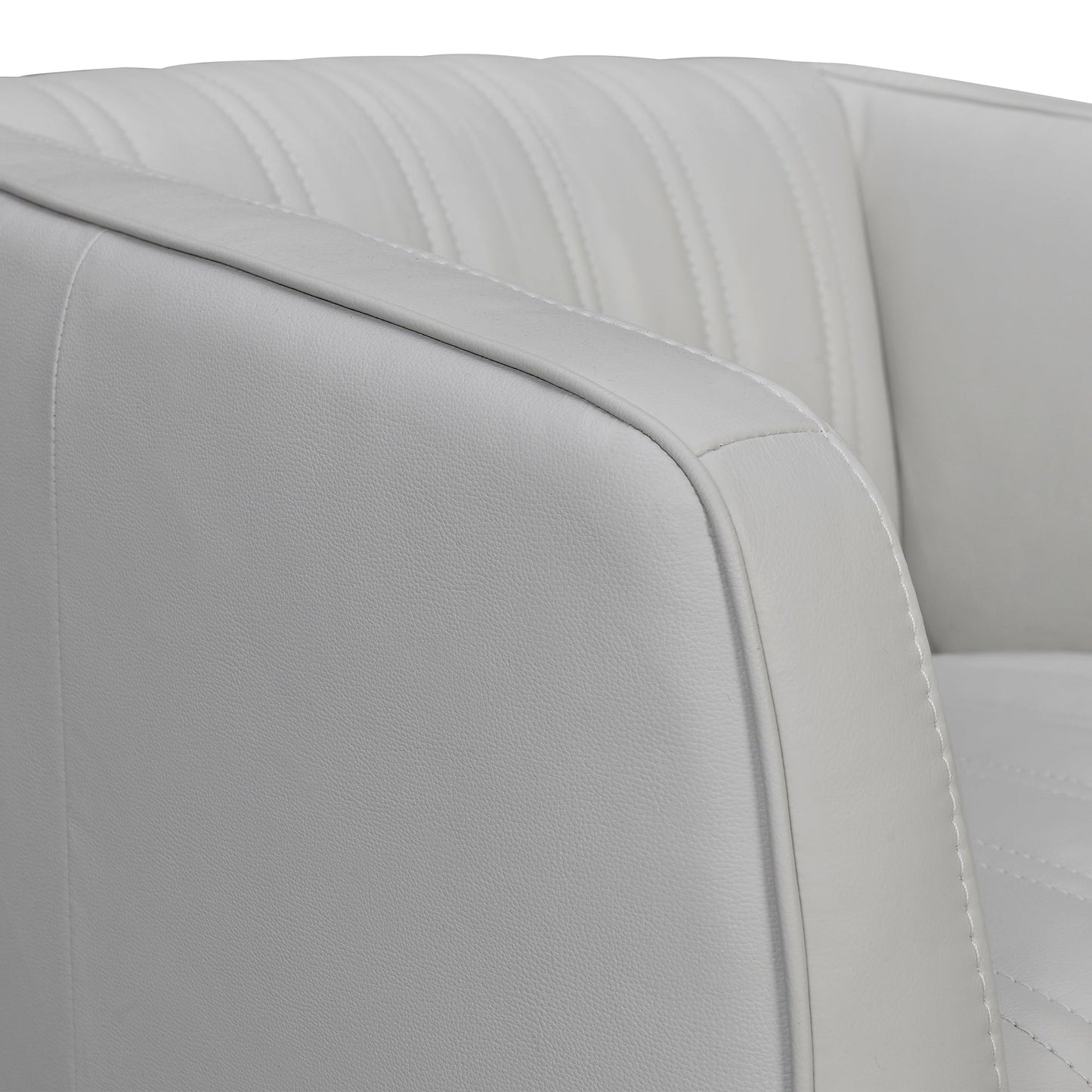 Aries Dove Gray Genuine Leather Swivel Barrel Chair