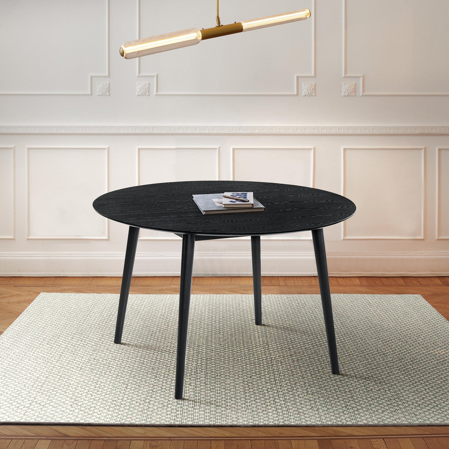 Arcadia 48" Round Dining Table in Black Wood