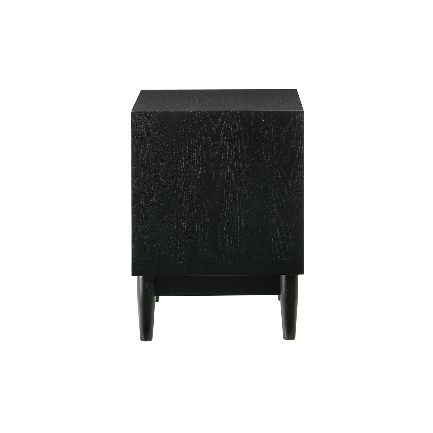 Artemio 2 Drawer Wood Nightstand with Shelf in Black Finish