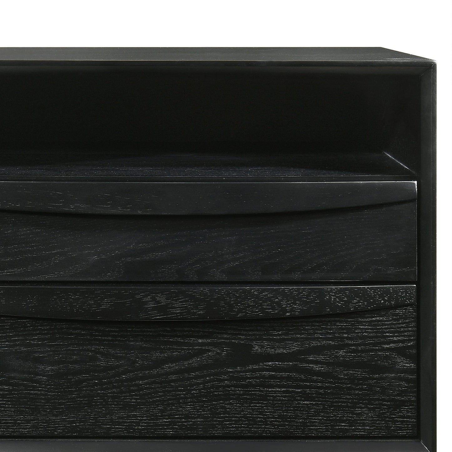 Artemio 2 Drawer Wood Nightstand with Shelf in Black Finish