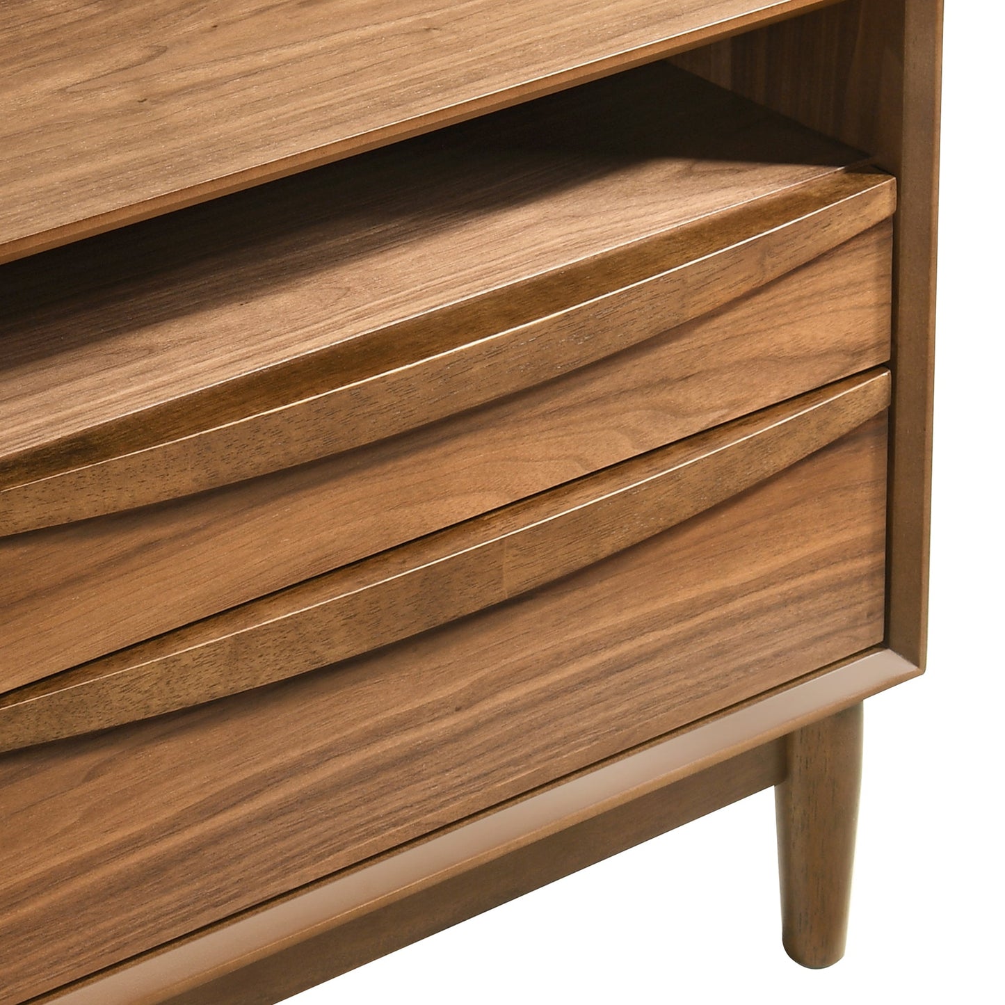 Artemio 2 Drawer Wood Nightstand with Shelf in Walnut Finish