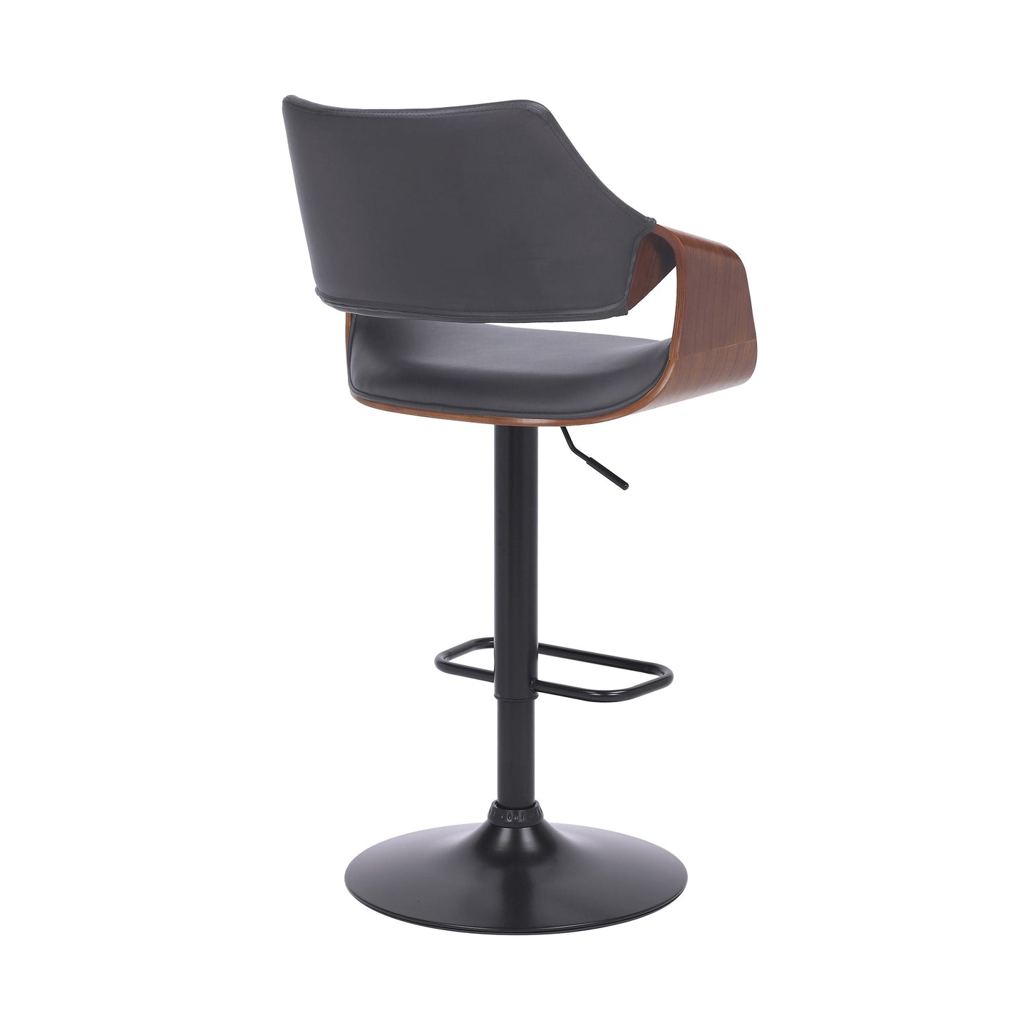 Aspen Adjustable Swivel Faux Leather and Walnut Wood Bar Stool with Base