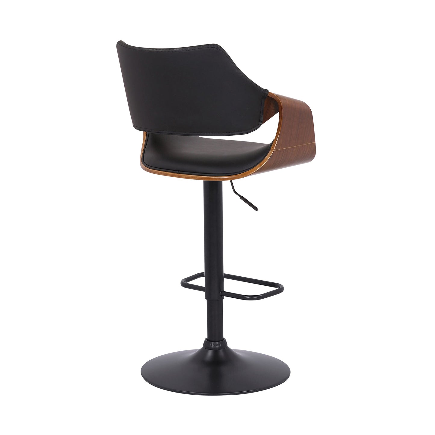 Aspen Adjustable Swivel Faux Leather and Walnut Wood Bar Stool with Base