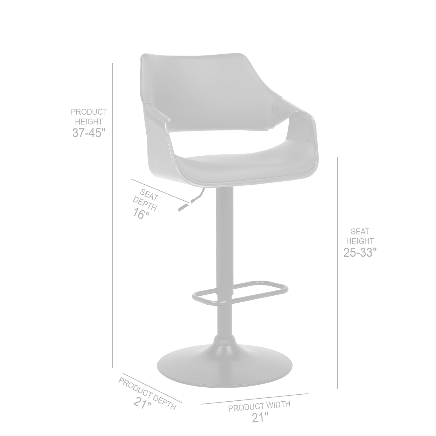 Aspen Adjustable Swivel Faux Leather and Walnut Wood Bar Stool with Base