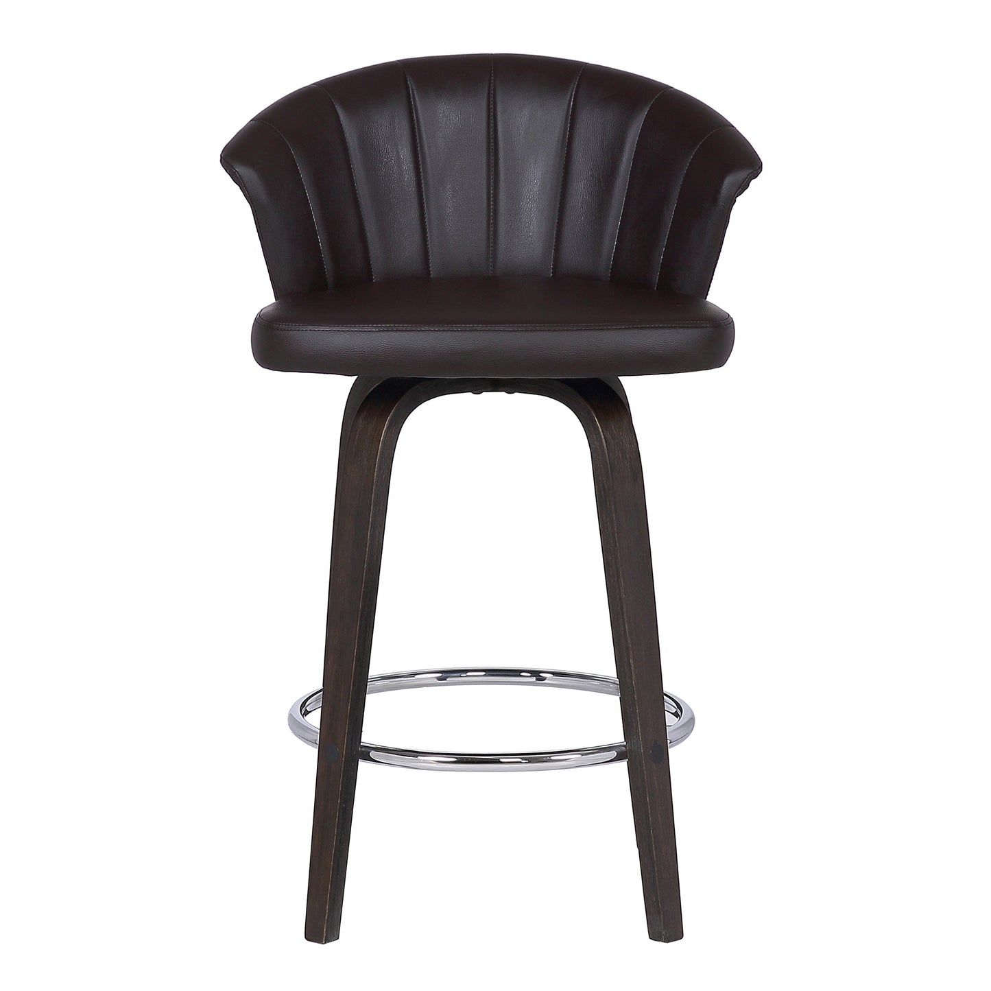 Ashley Wood Back Swivel Faux Leather Bar Stool