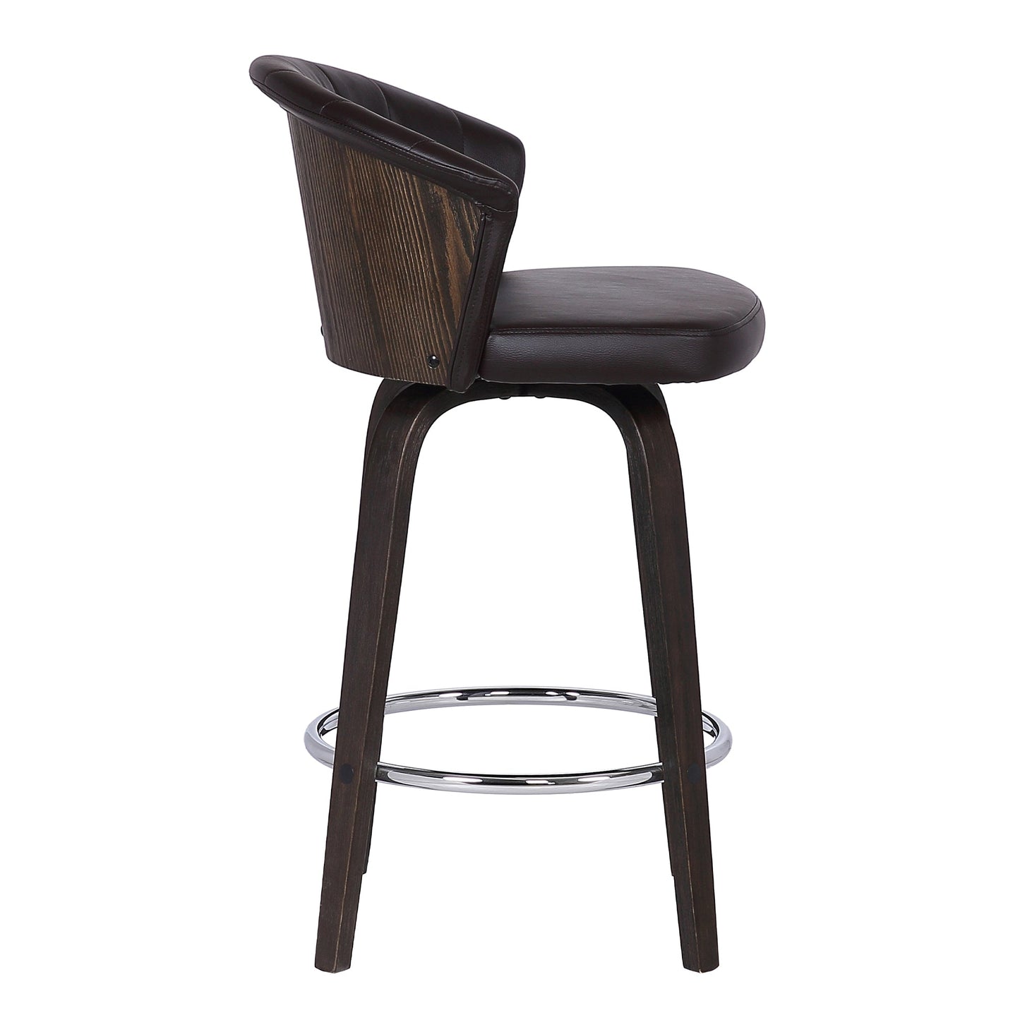 Ashley Wood Back Swivel Faux Leather Bar Stool