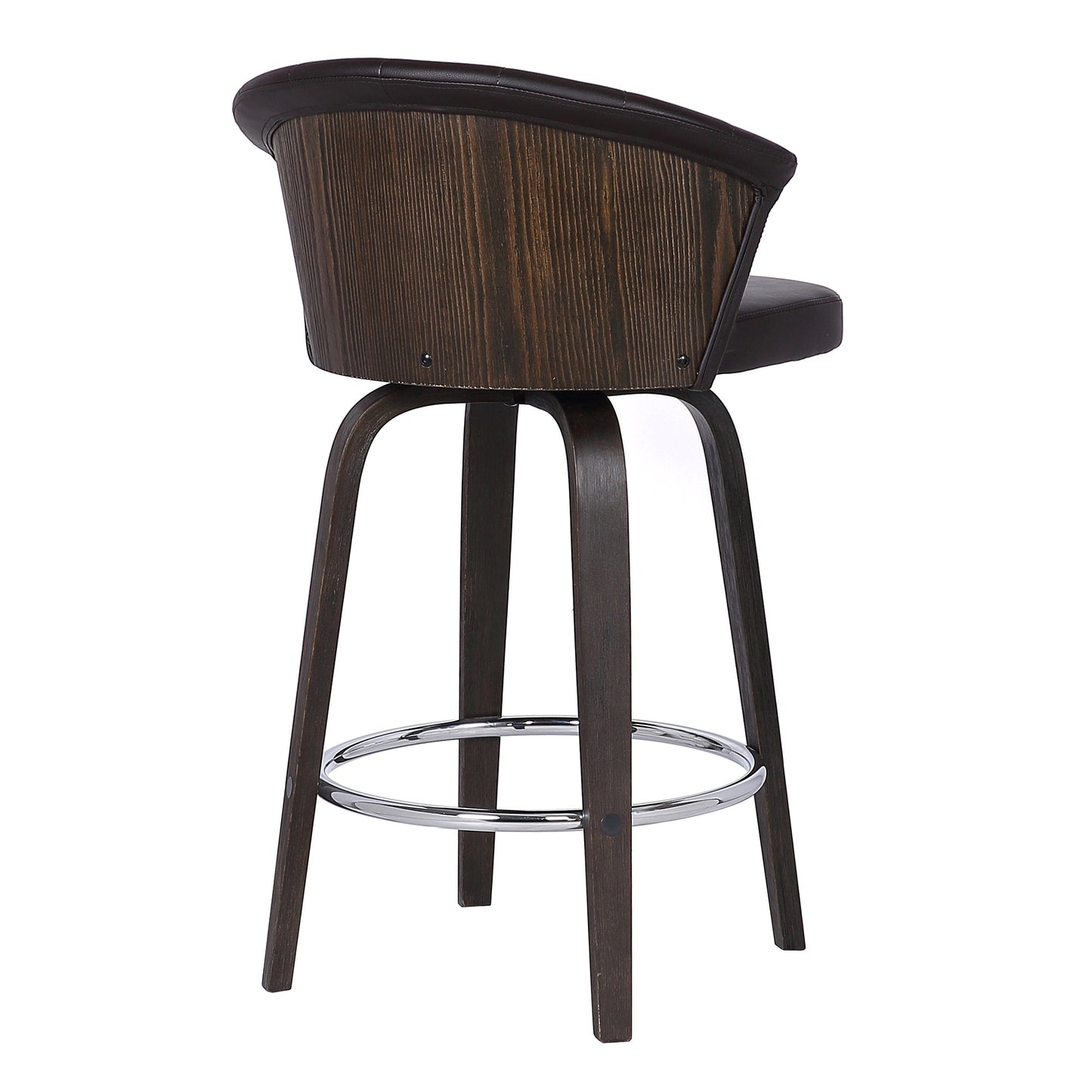 Ashley Wood Back Swivel Faux Leather Bar Stool