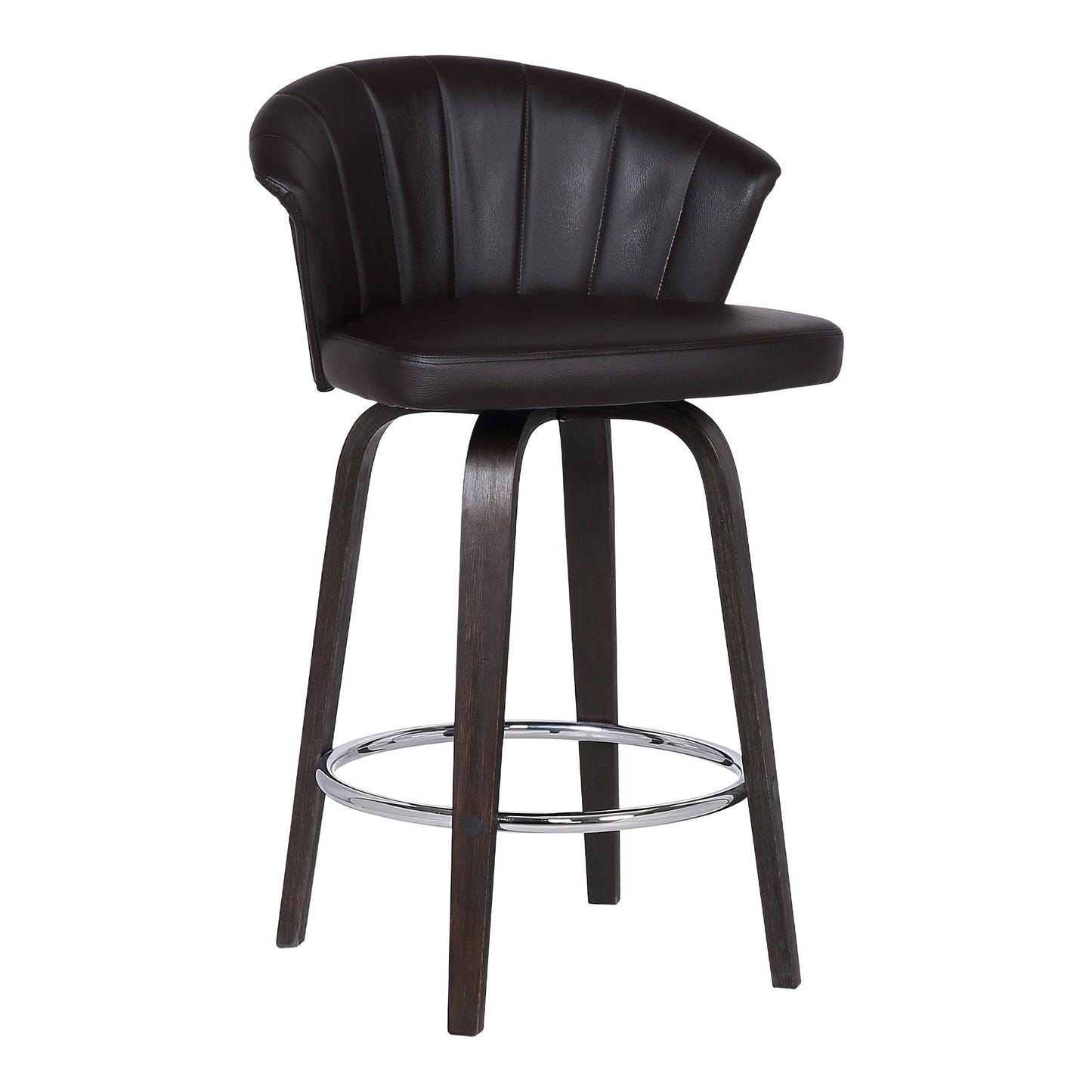 Ashley Wood Back Swivel Faux Leather Bar Stool