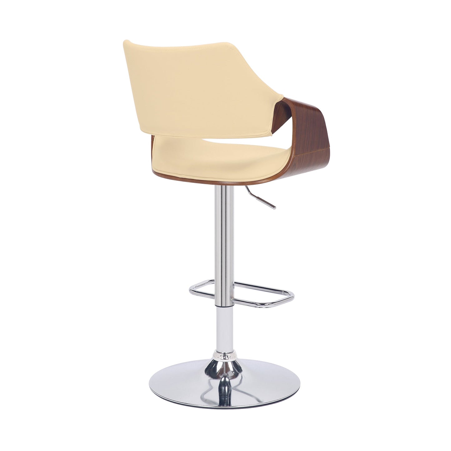 Aspen Adjustable Swivel Faux Leather and Walnut Wood Bar Stool with Base