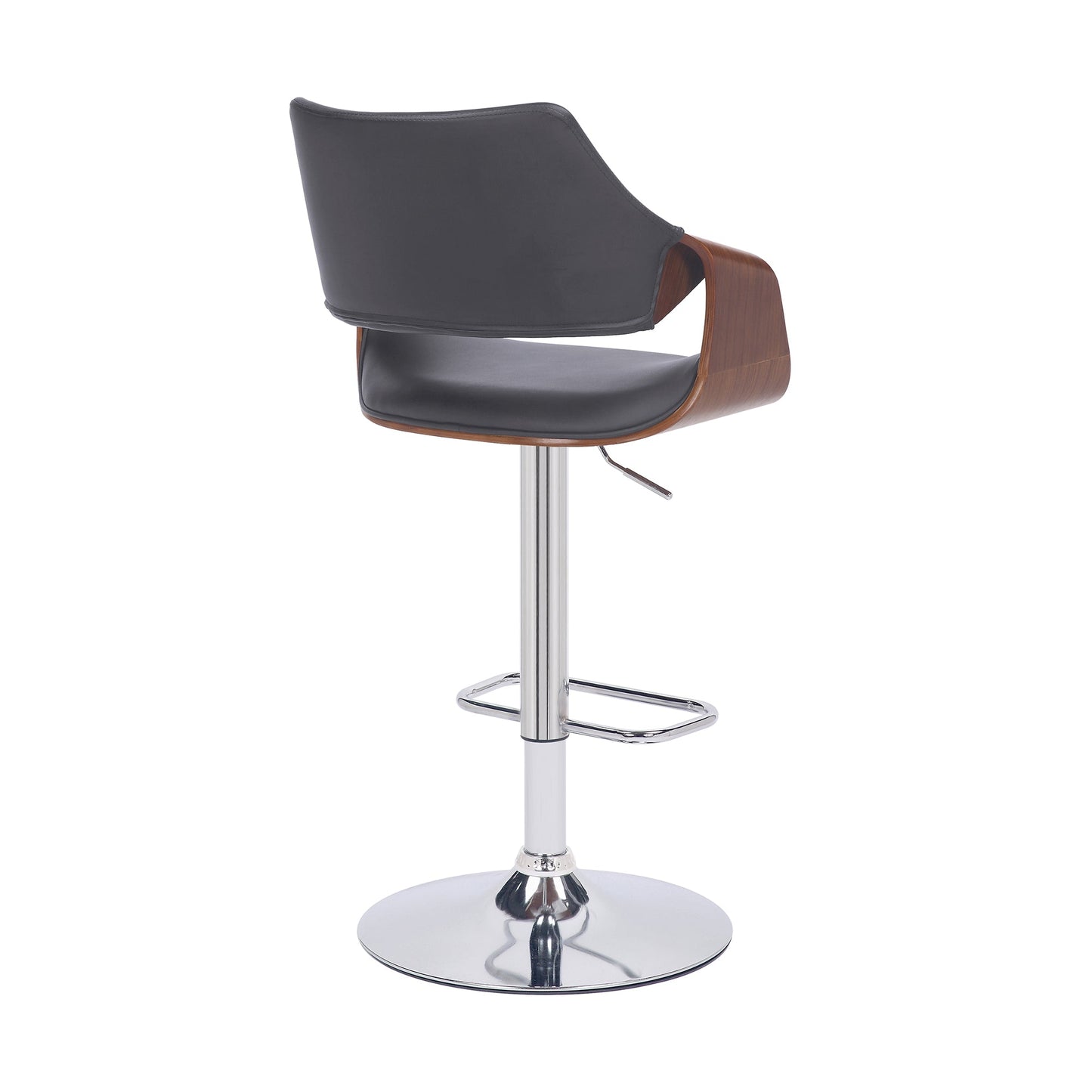 Aspen Adjustable Swivel Faux Leather and Walnut Wood Bar Stool with Base