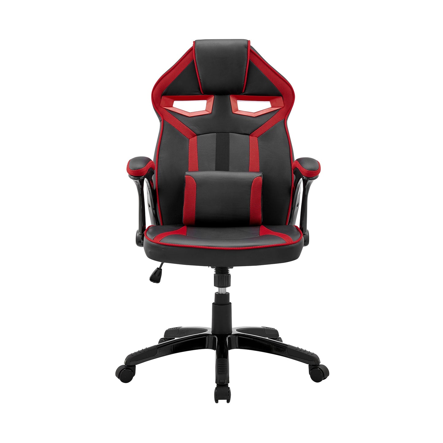 Aspect Adjustable Racing Gaming Chair in Black Faux Leather and Red Mesh with Lumbar Support Pillow