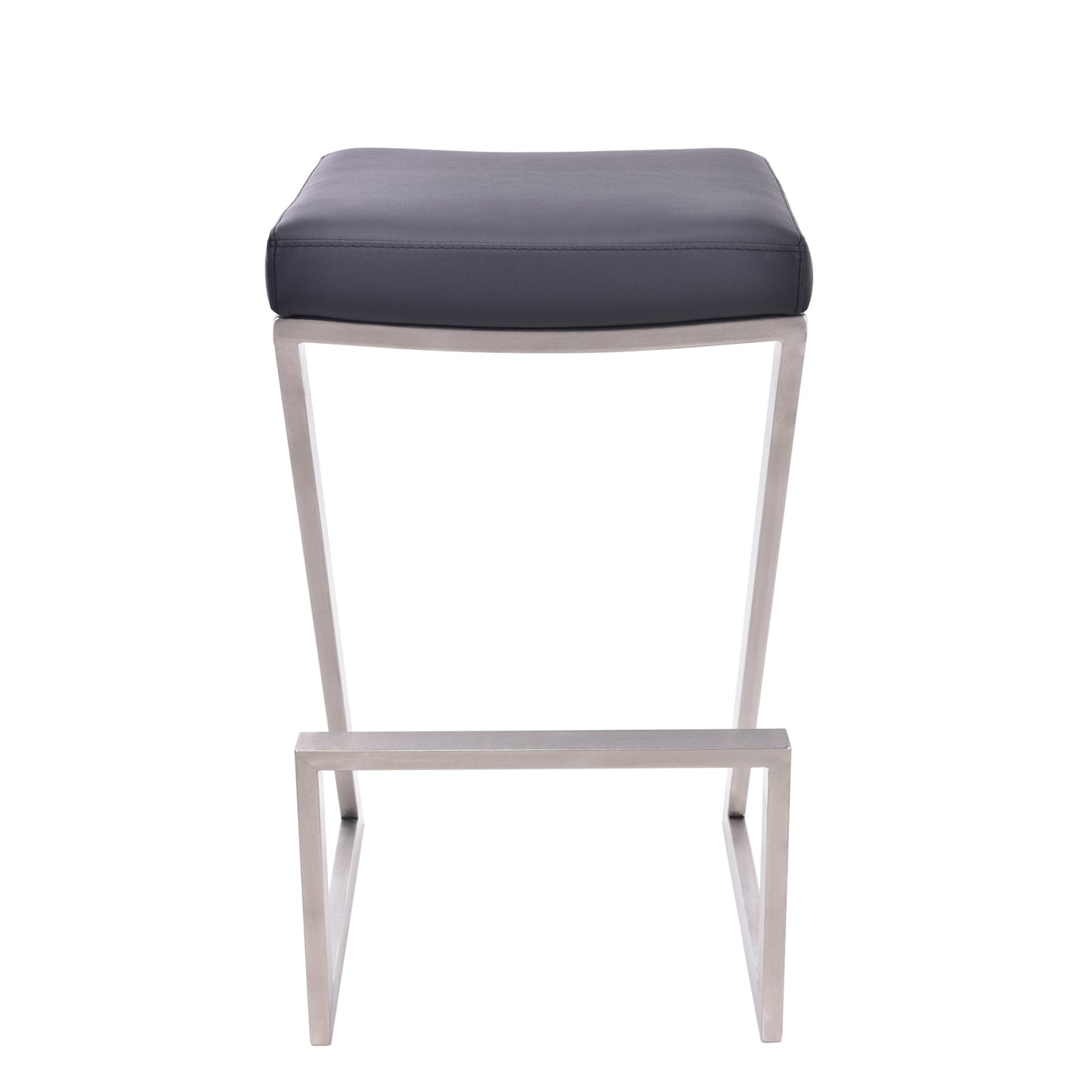 Atlantis 26" Counter Height Backless Faux Leather and Brushed Stainless Steel Bar Stool