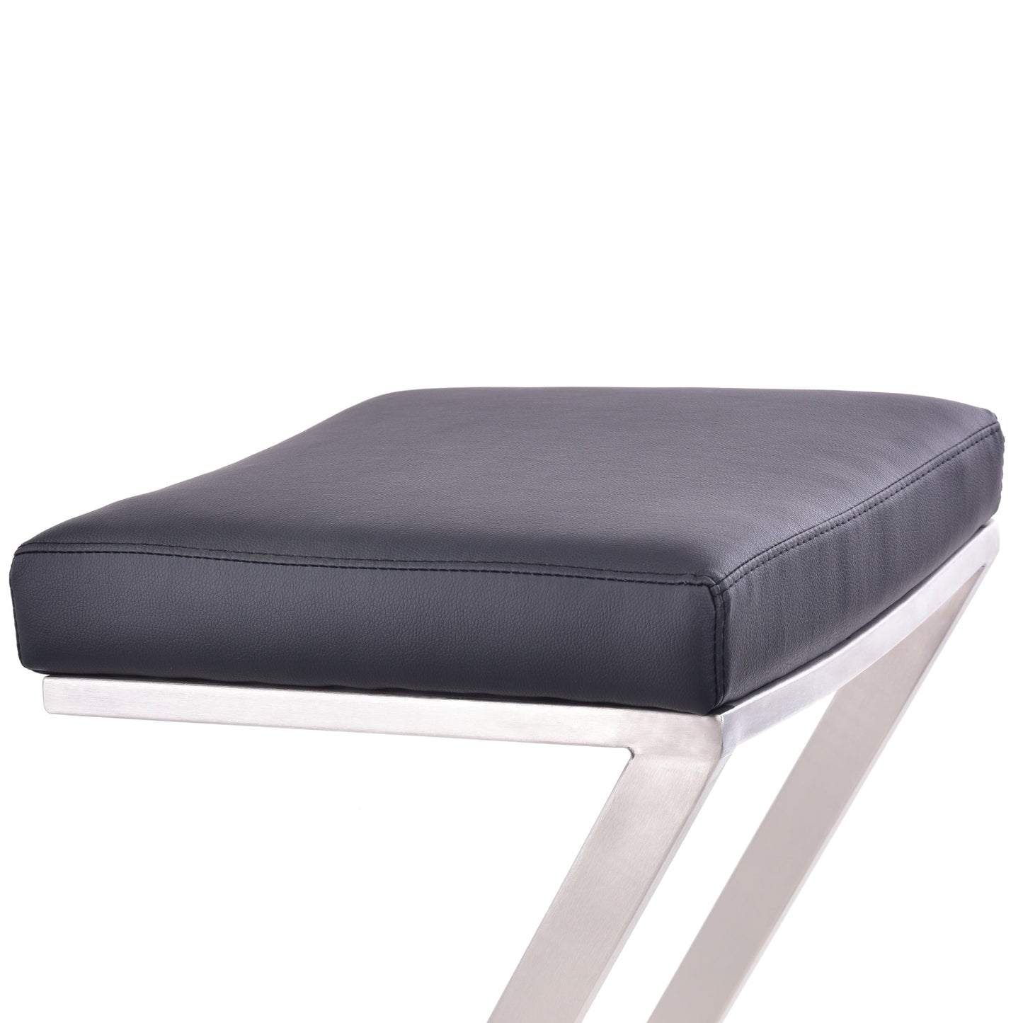 Atlantis 26" Counter Height Backless Faux Leather and Brushed Stainless Steel Bar Stool