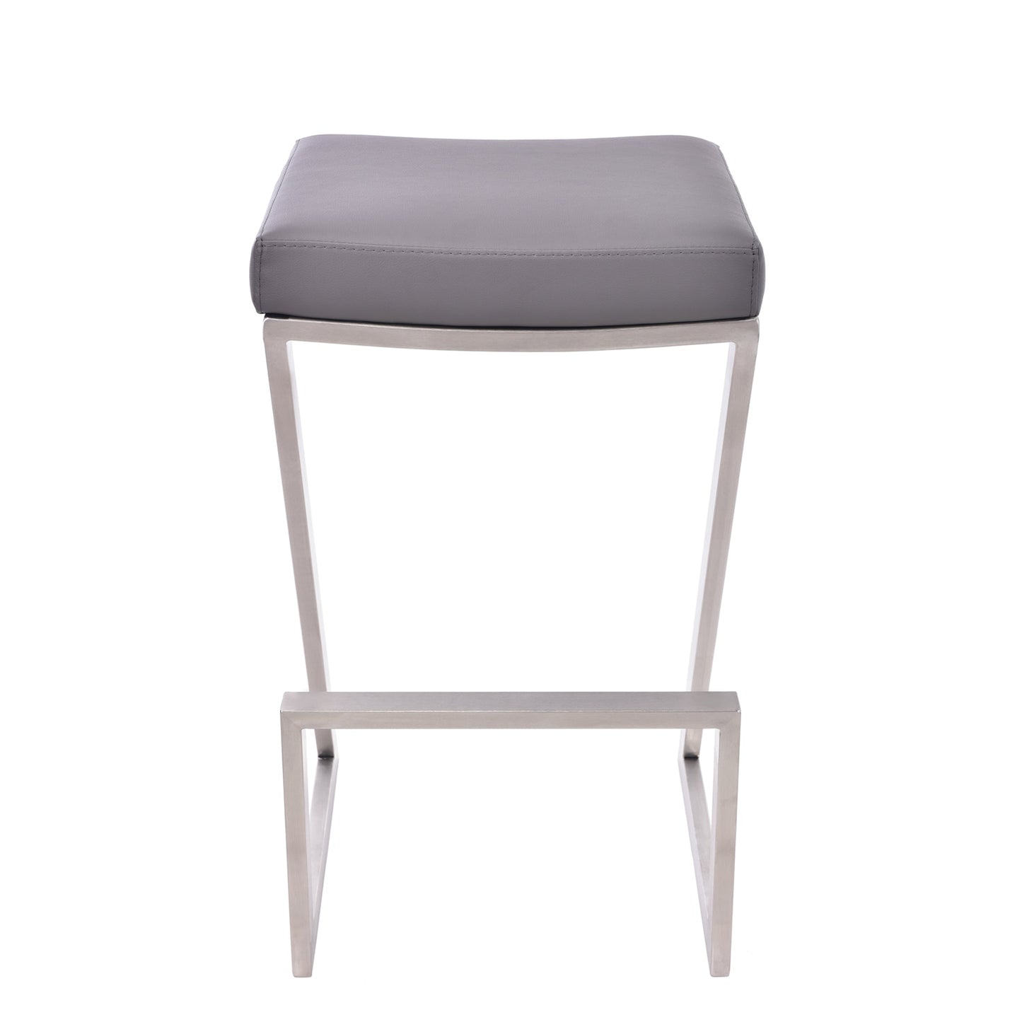 Atlantis 26" Counter Height Backless Faux Leather and Brushed Stainless Steel Bar Stool