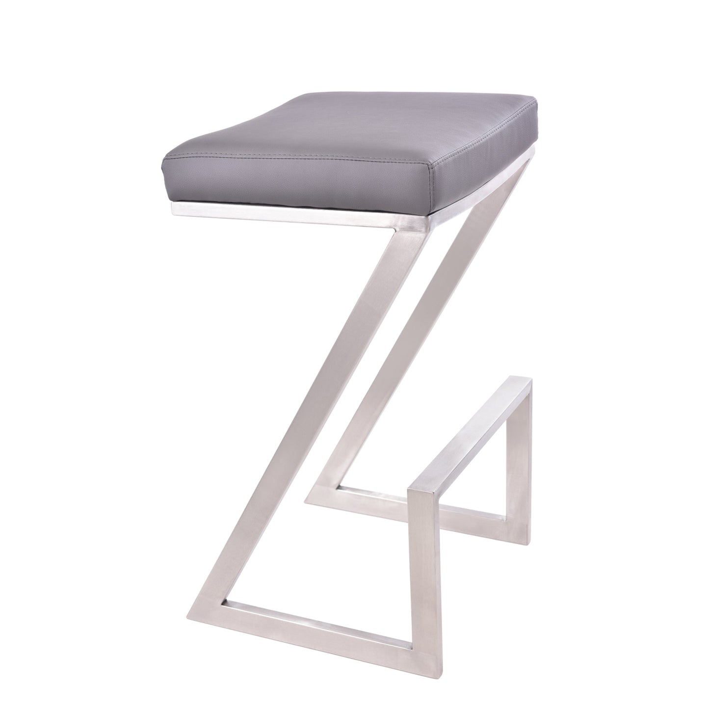 Atlantis 26" Counter Height Backless Faux Leather and Brushed Stainless Steel Bar Stool
