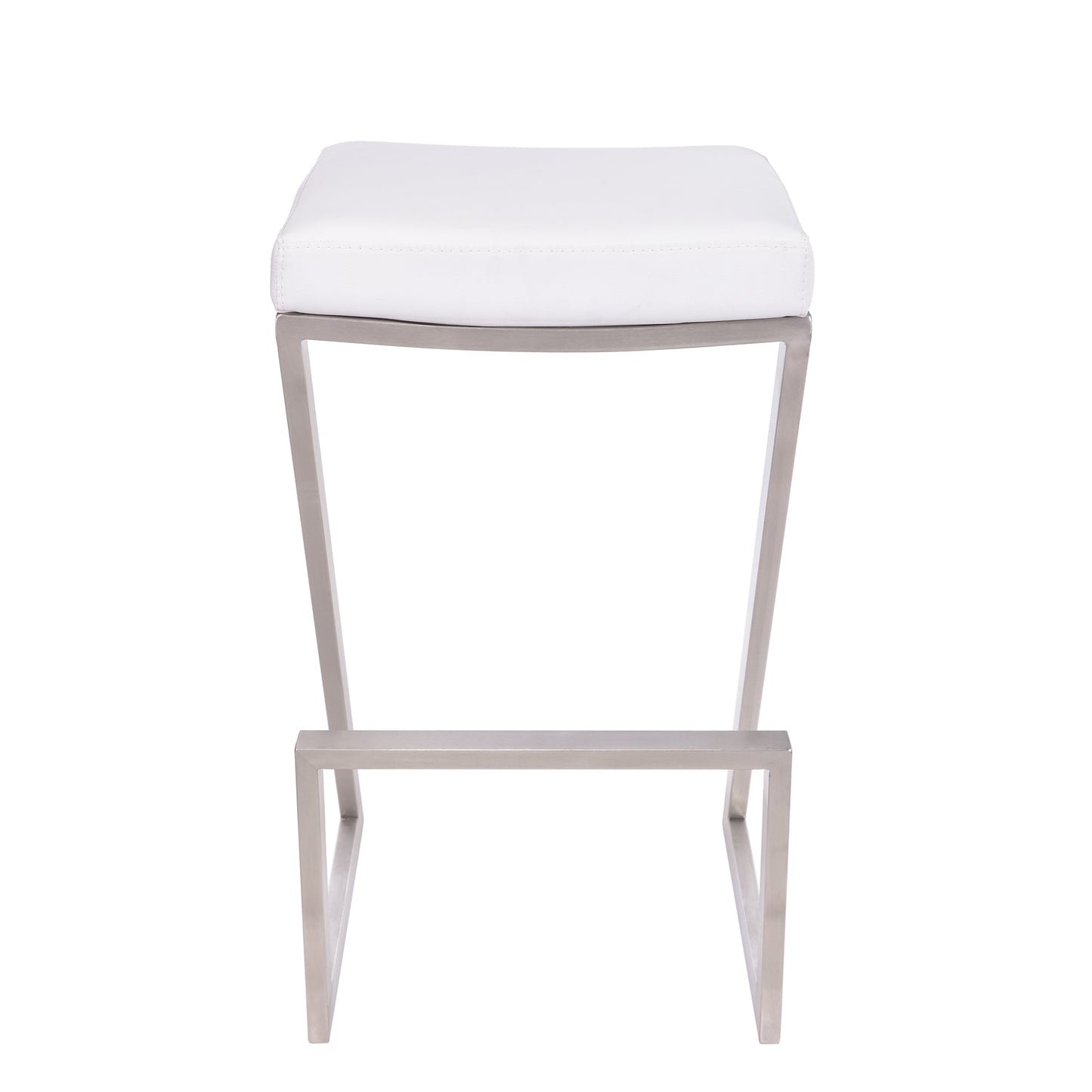 Atlantis 26" Counter Height Backless Faux Leather and Brushed Stainless Steel Bar Stool