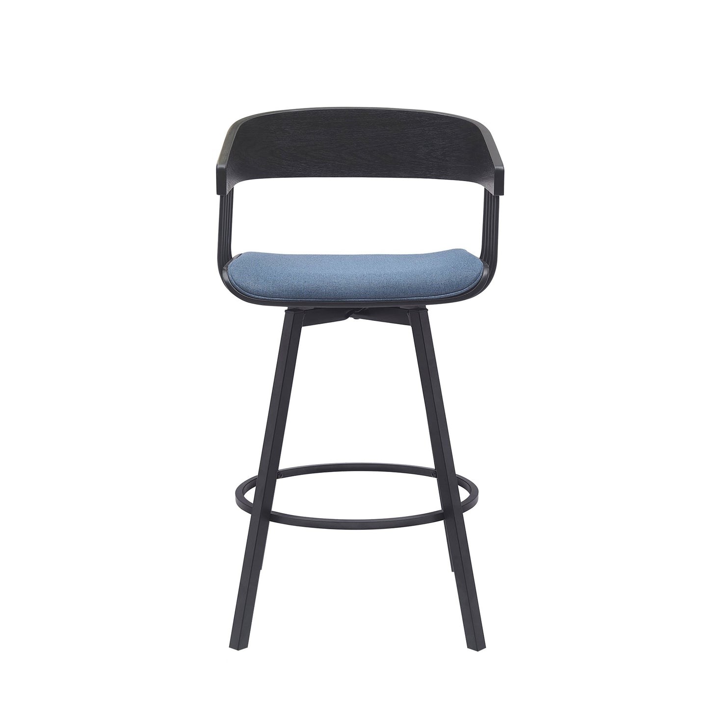 Athena Swivel Wood Counter and Bar Stool with Black Metal Base