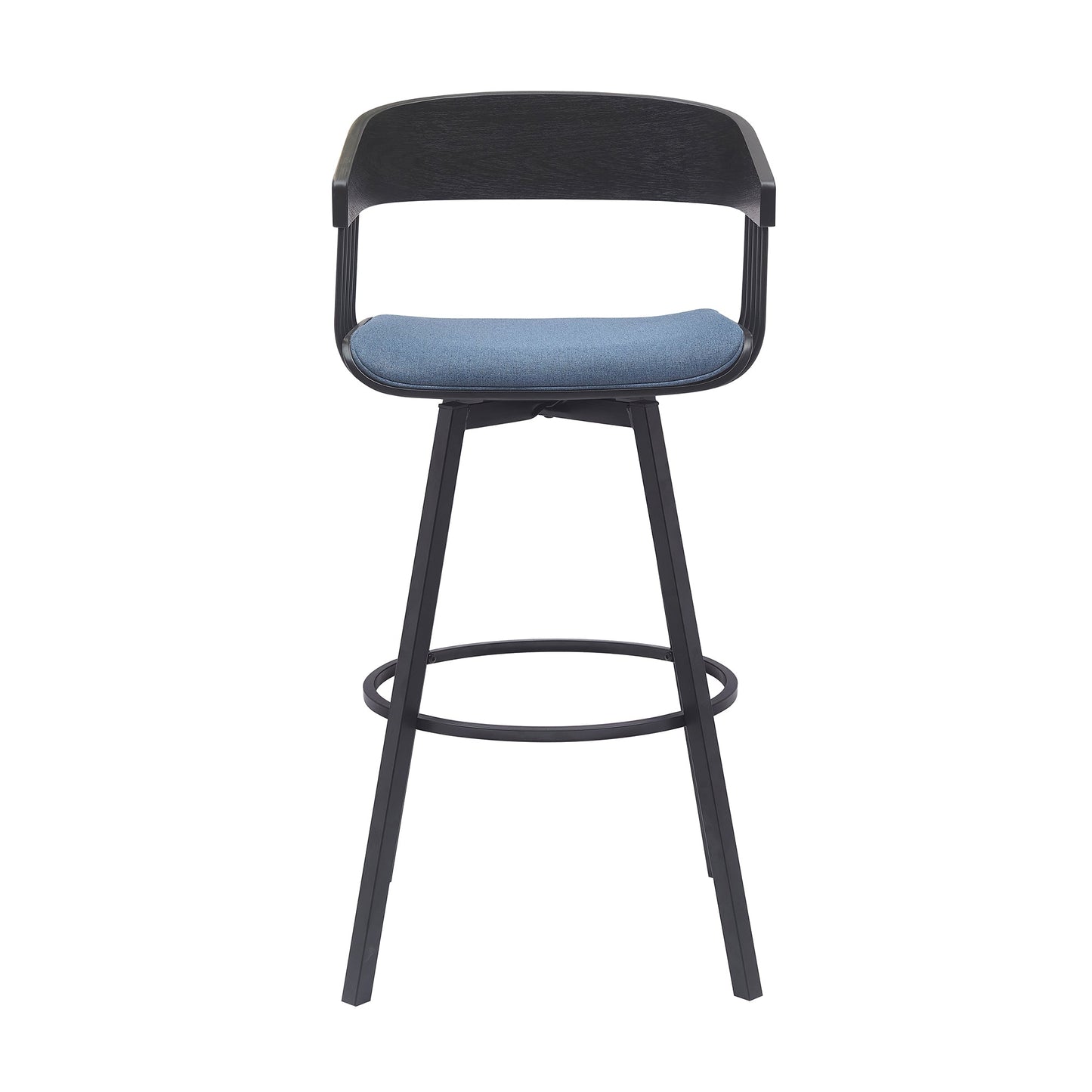 Athena Swivel Wood Counter and Bar Stool with Black Metal Base