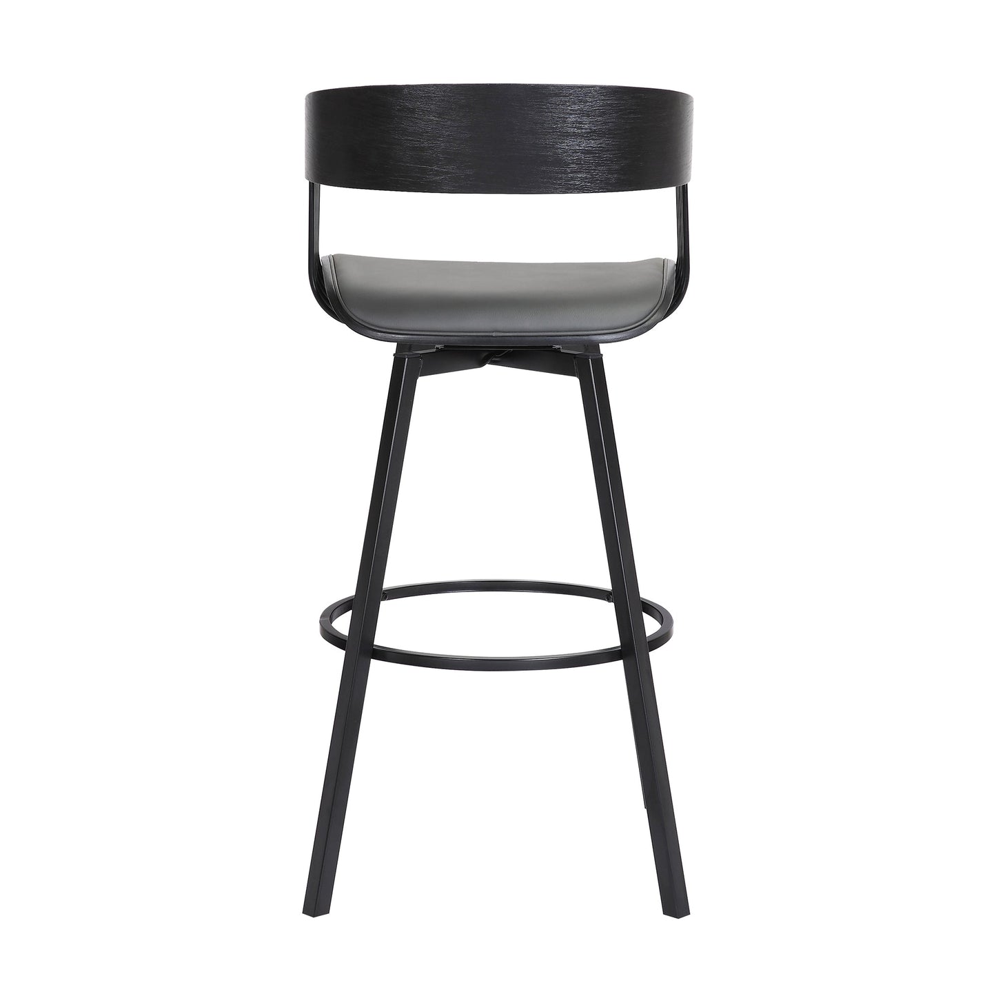 Athena Swivel Wood Counter and Bar Stool with Black Metal Base