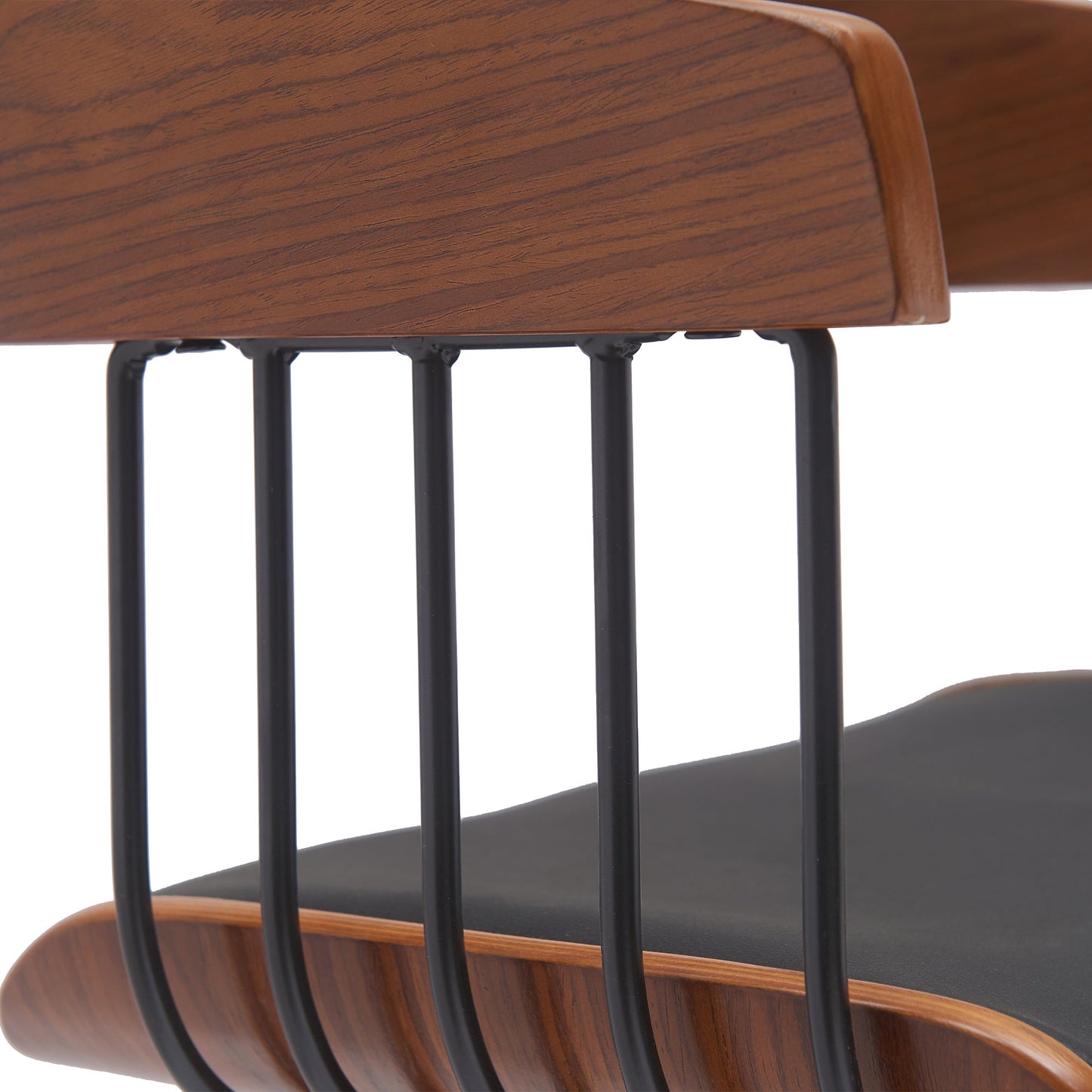 Athena Swivel Wood Counter and Bar Stool with Black Metal Base