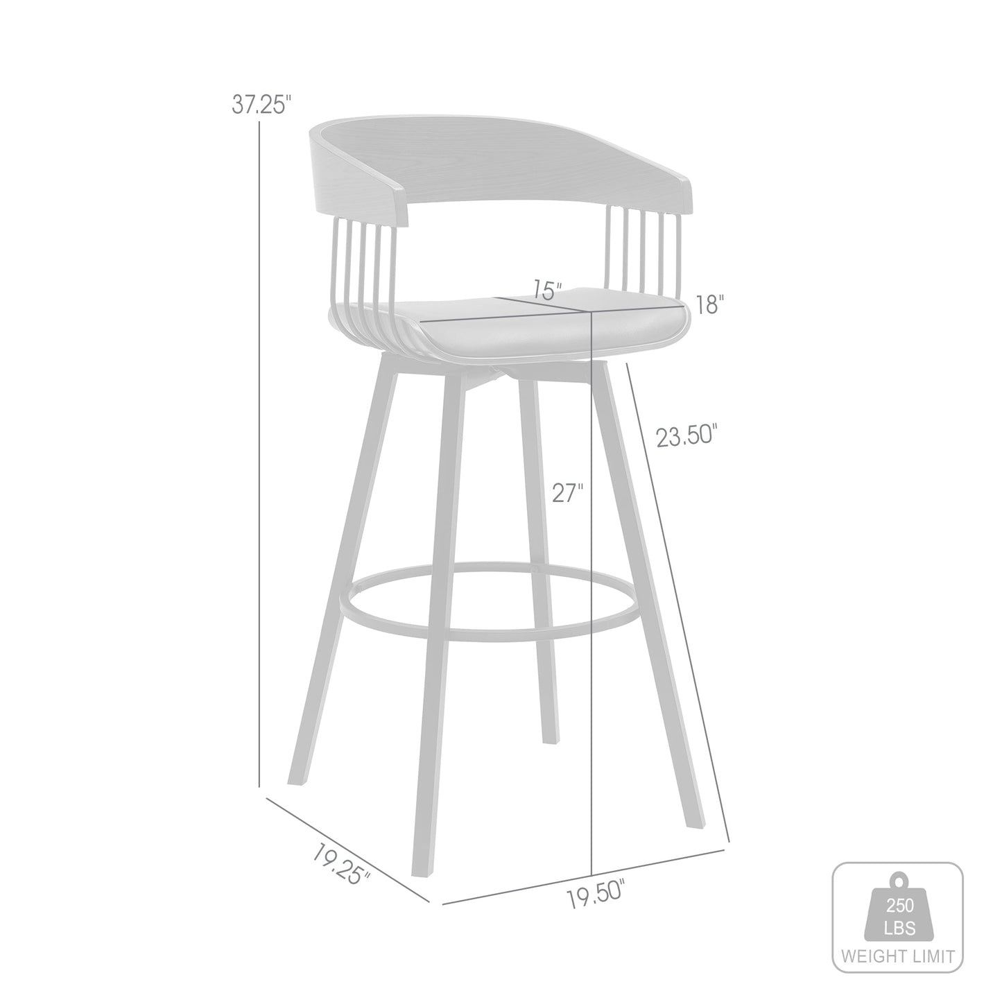 Athena Swivel Wood Counter and Bar Stool with Black Metal Base