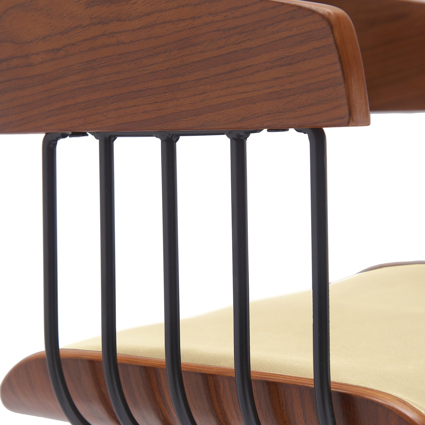 Athena Swivel Wood Counter and Bar Stool with Black Metal Base