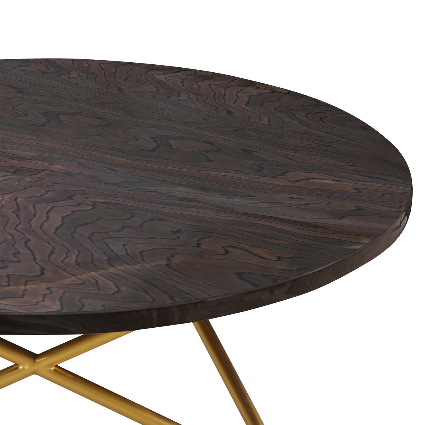 Atala Brown Veneer Coffee Table with Brushed Gold Legs