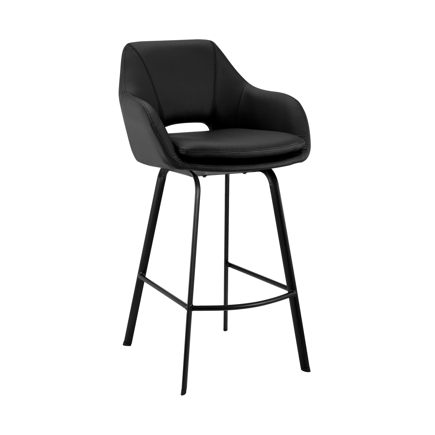 Aura Faux Leather and Metal Swivel Counter and Bar Stool