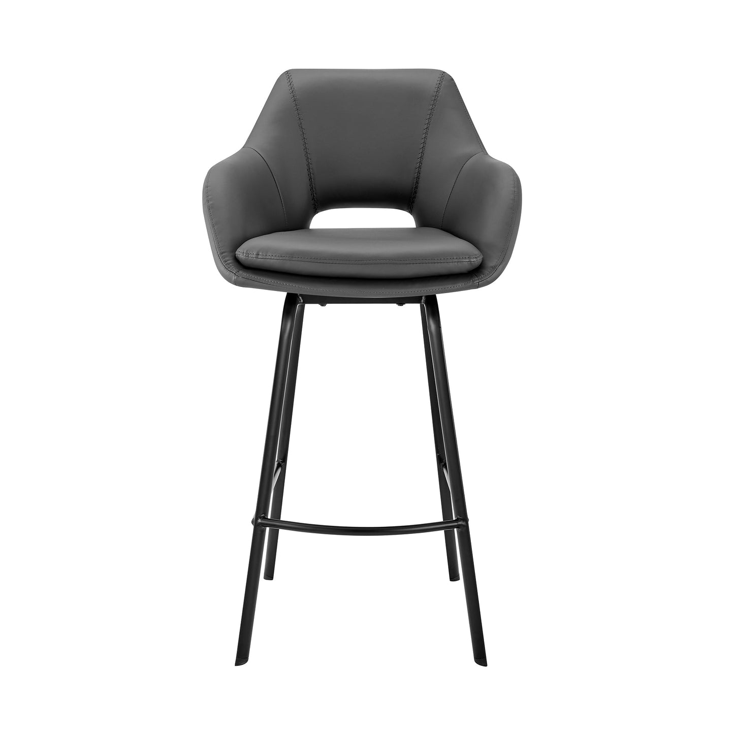 Aura Faux Leather and Metal Swivel Counter and Bar Stool