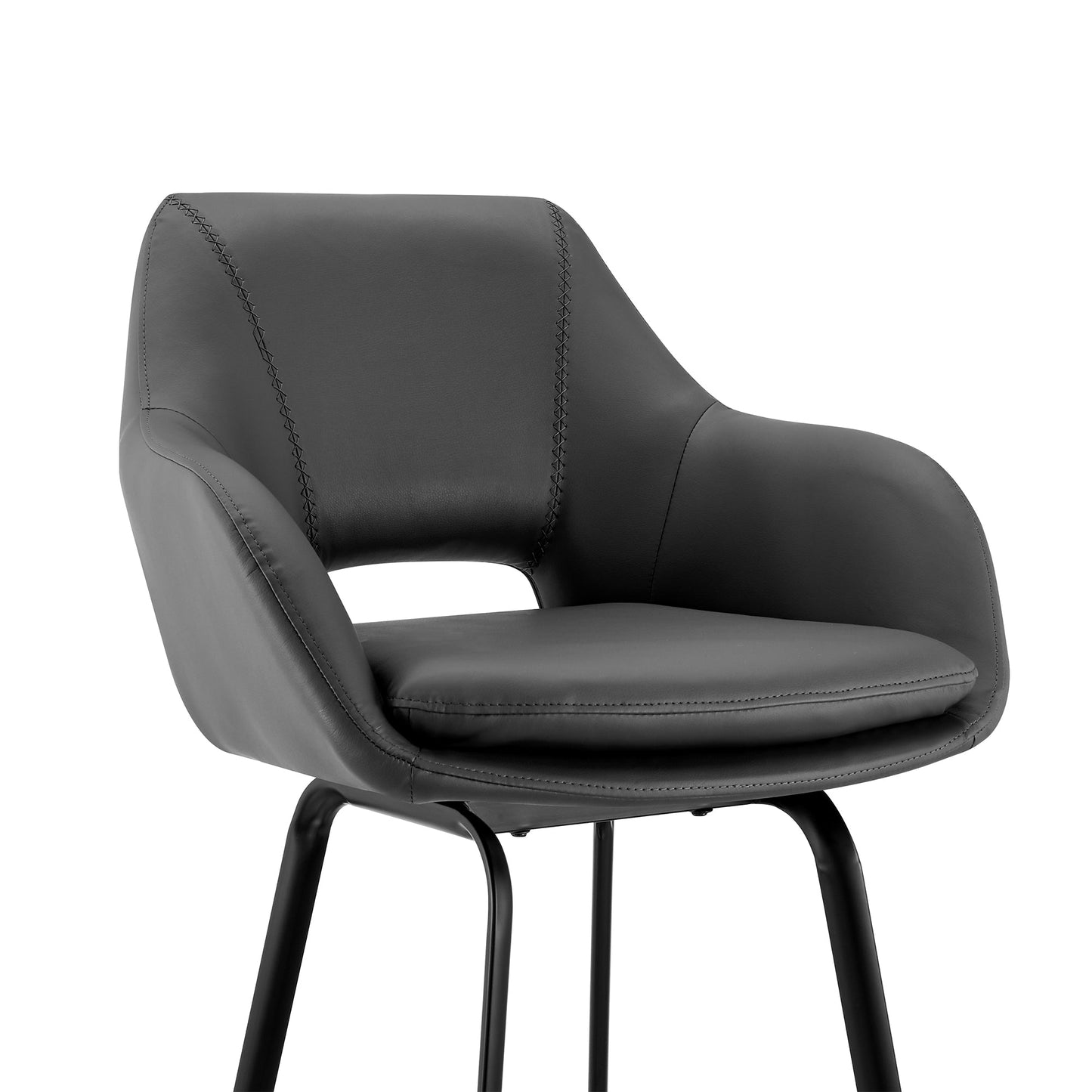 Aura Faux Leather and Metal Swivel Counter and Bar Stool