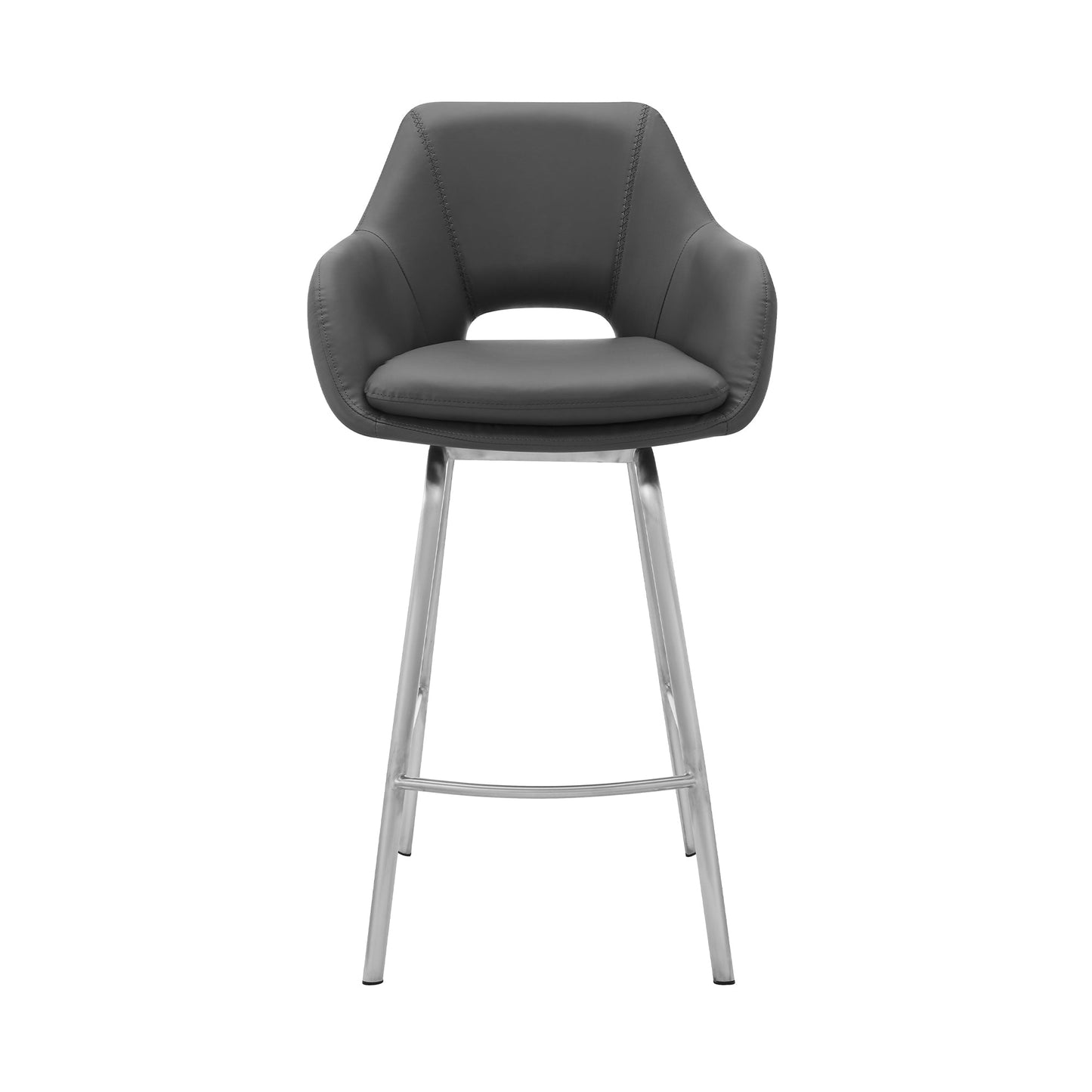 Aura Faux Leather and Metal Swivel Counter and Bar Stool