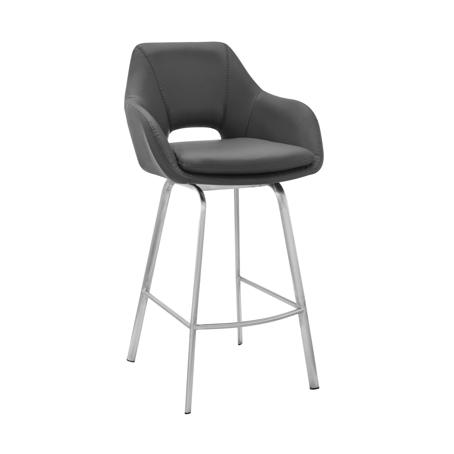 Aura Faux Leather and Metal Swivel Counter and Bar Stool