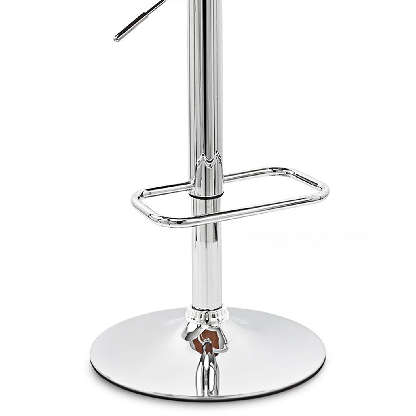 Aubrey Adjustable Height Swivel Faux Leather and Chrome Bar Stool with Walnut Wood